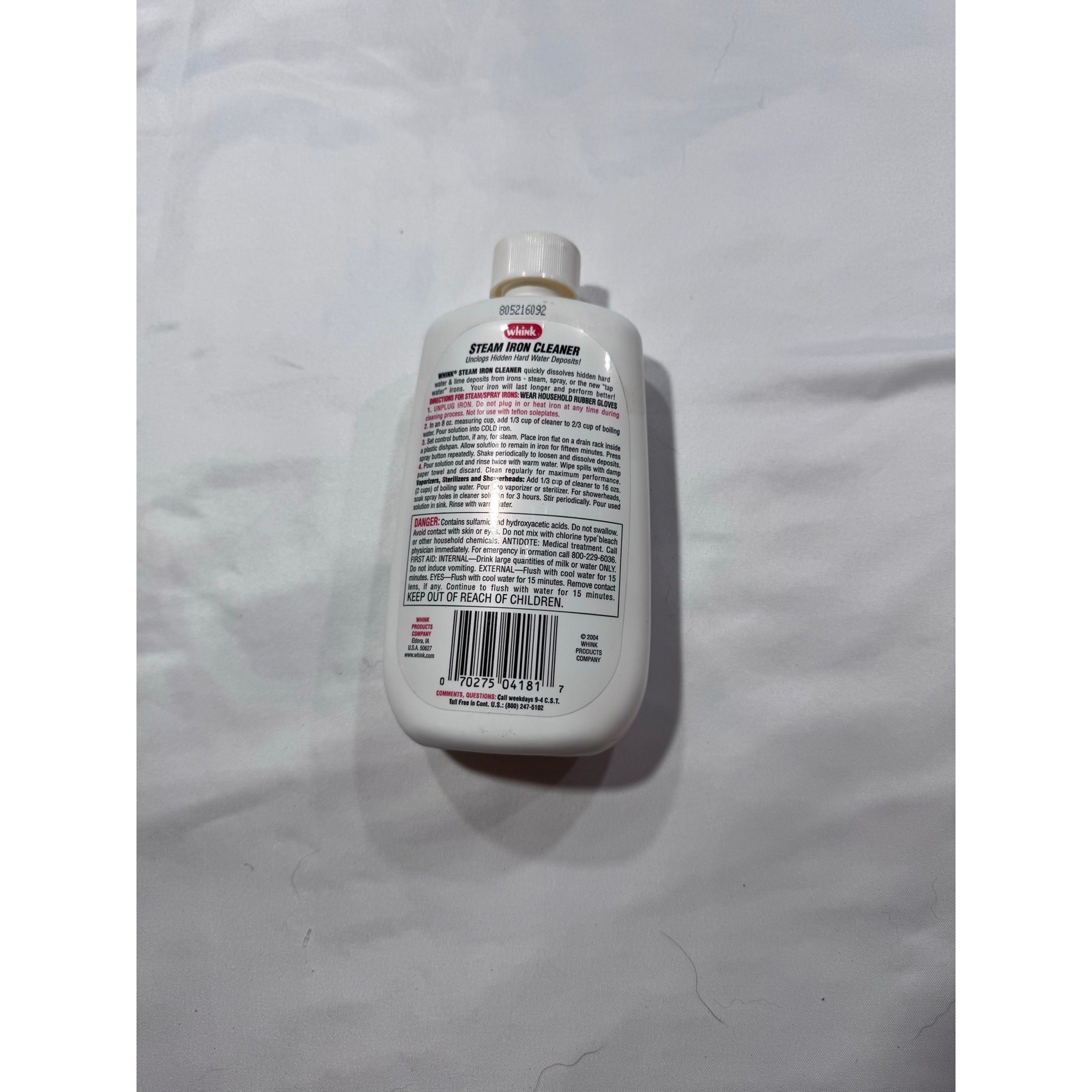NOS Whink Steam Iron Cleaner 10 oz | DISCONTINUED Liquid Formula | Hard to Find