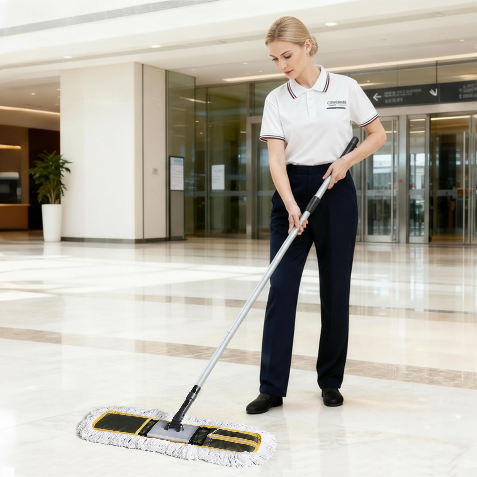 24″ Commercial Dust Mop for Floor Cleaning, Heavy Duty Floor Mop with 59” Ext…