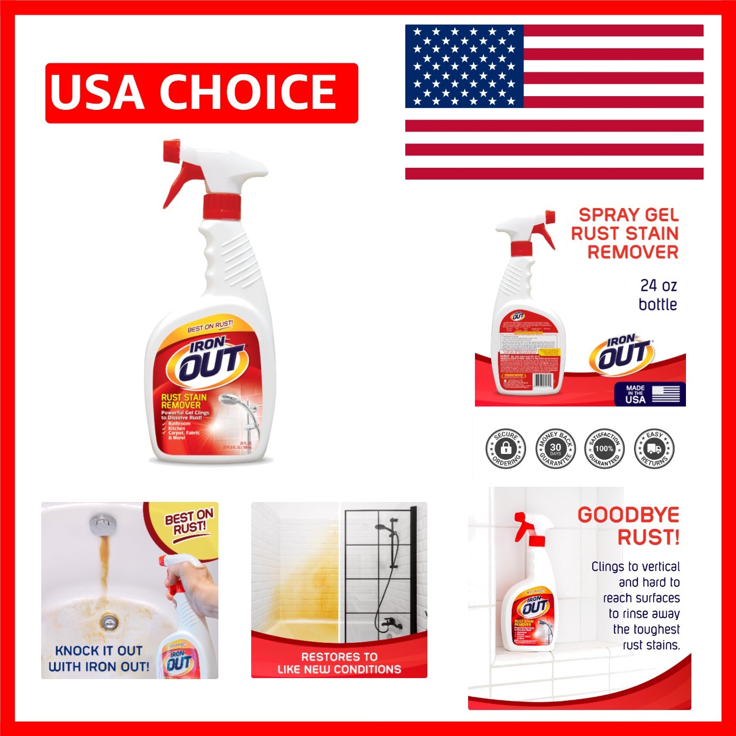24 oz Rust Stain Remover Spray Gel for Effortless Cleaning – Made in USA