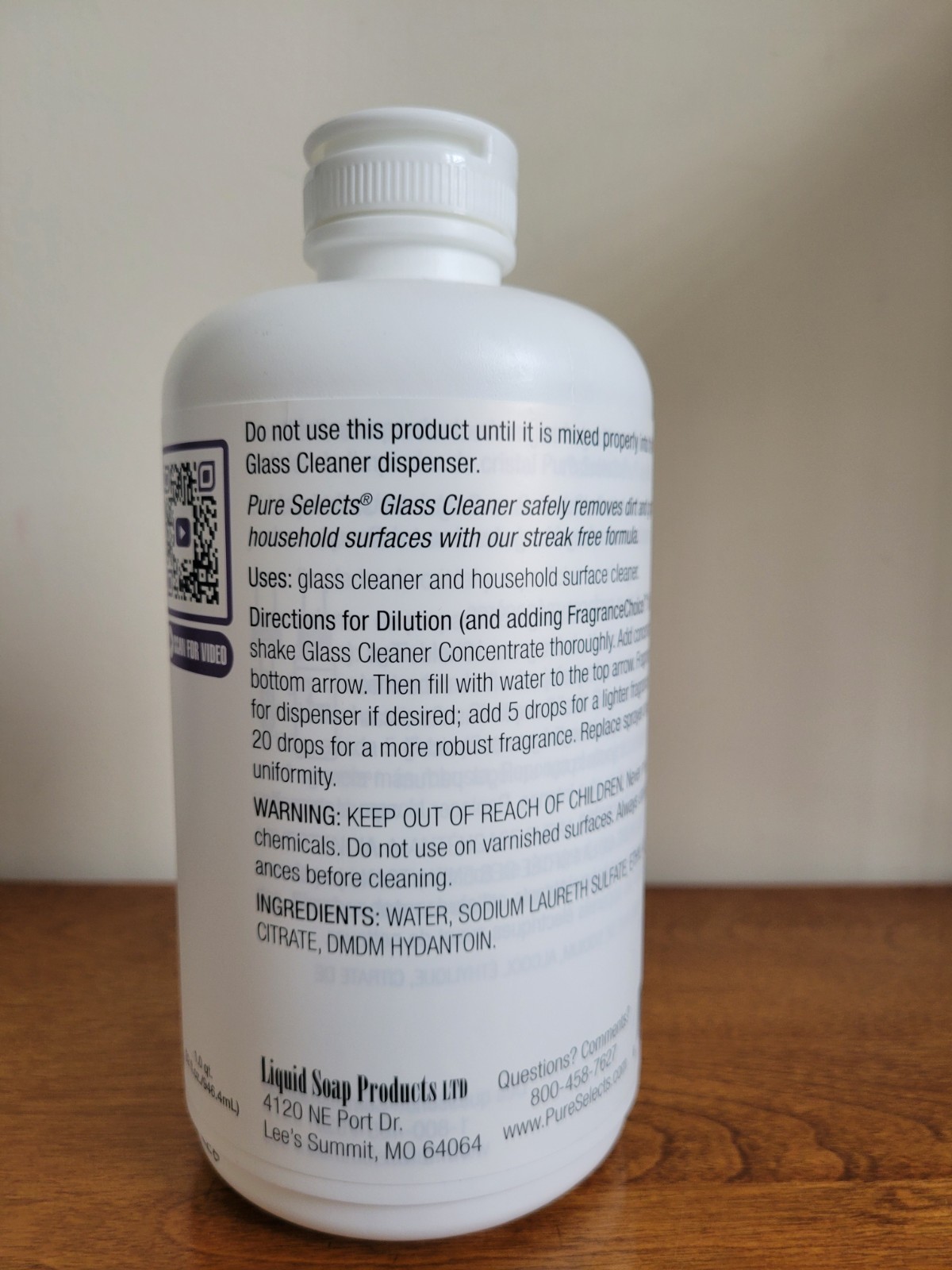 Pure Selects Platinum GLASS CLEANER CONCENTRATE Unscented 1 Quart Sealed Bottle