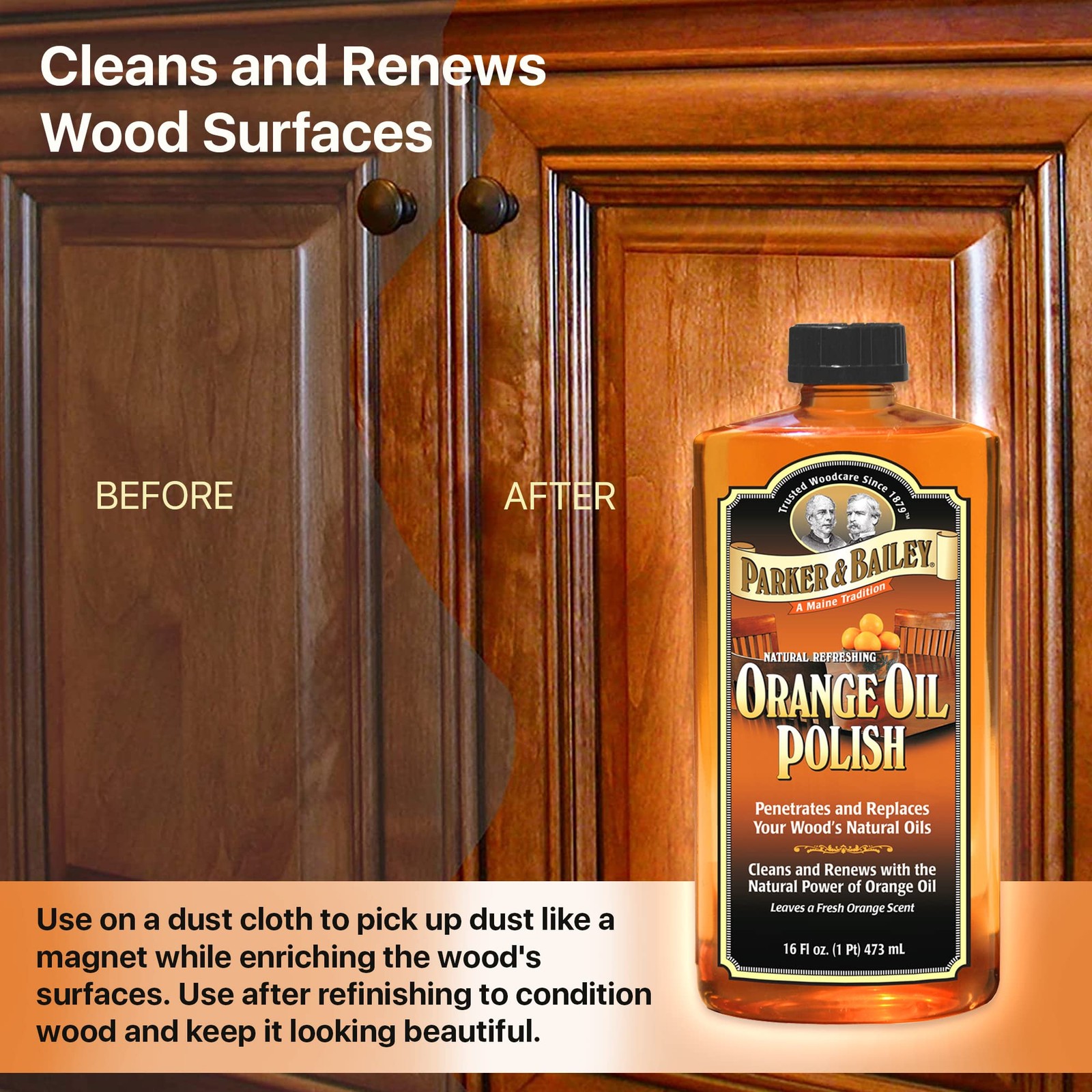 Orange Oil Polish, Natural Orange Scented Furniture Cleaner & Wood Table Clea…