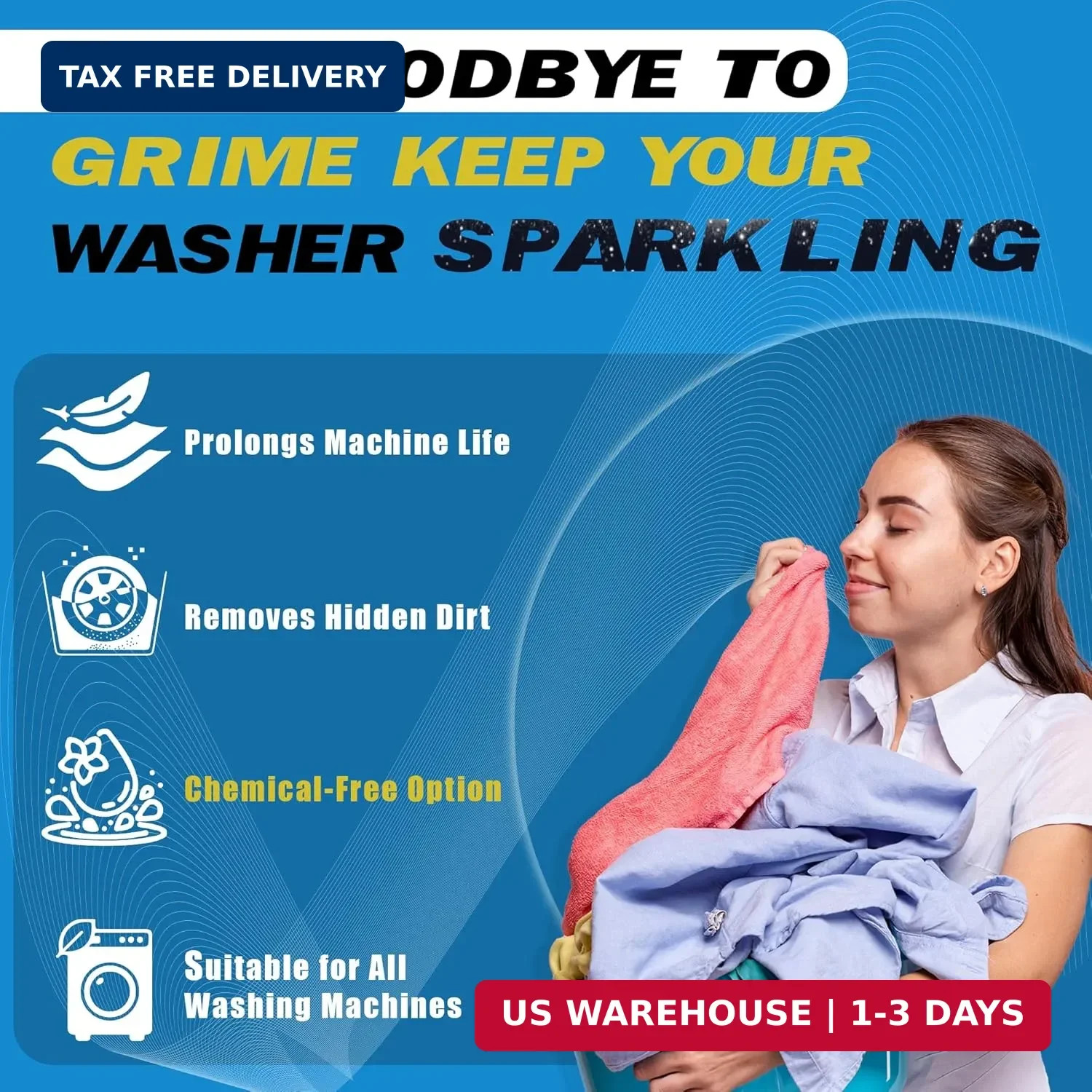 Washing Machine Cleaner Powder, 1Year Supply (24 Packs) for Front & Top Load Was