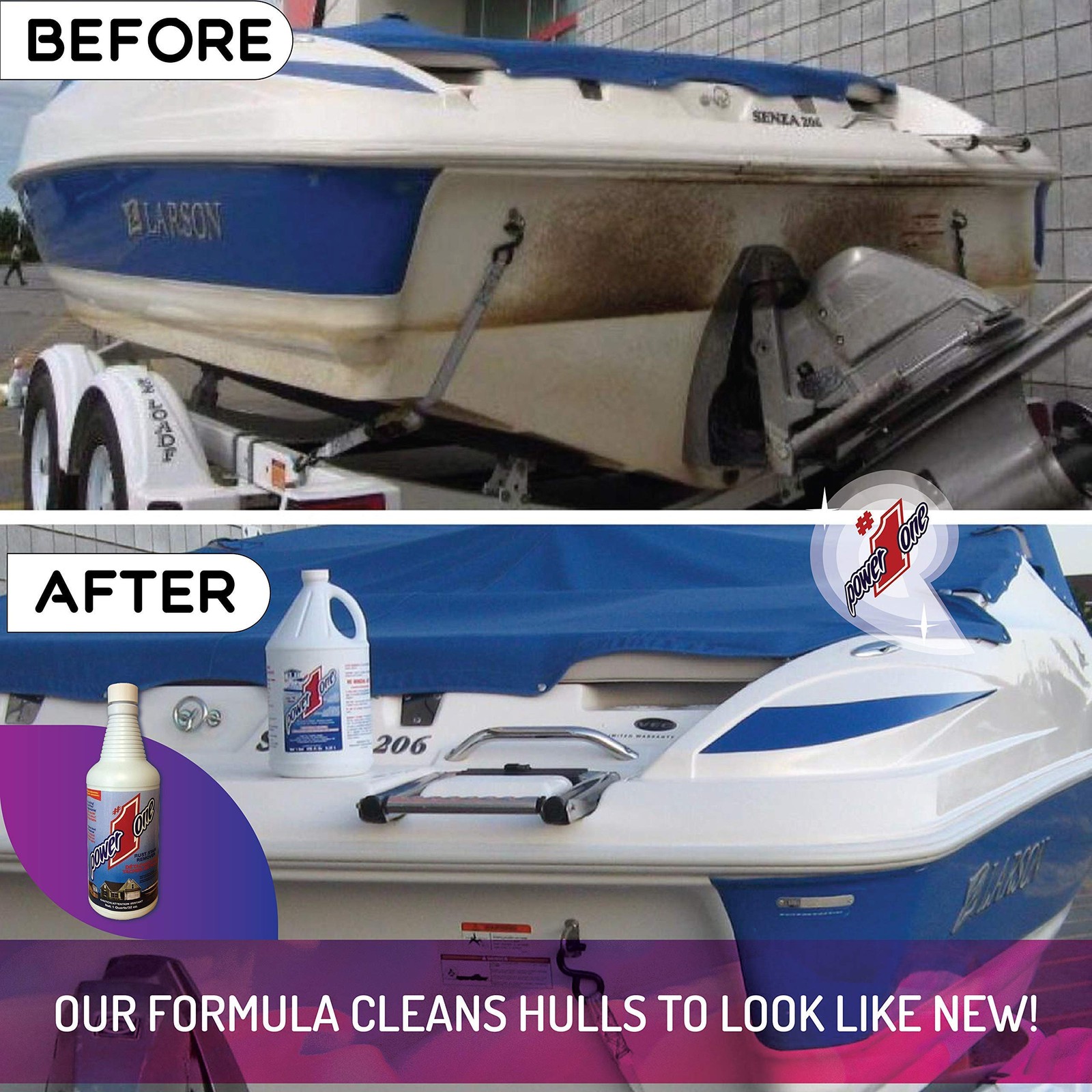 32oz Hull Cleaner: Your Boat’s Hero! Zaps Rust, Calcium & Waterline Stains
