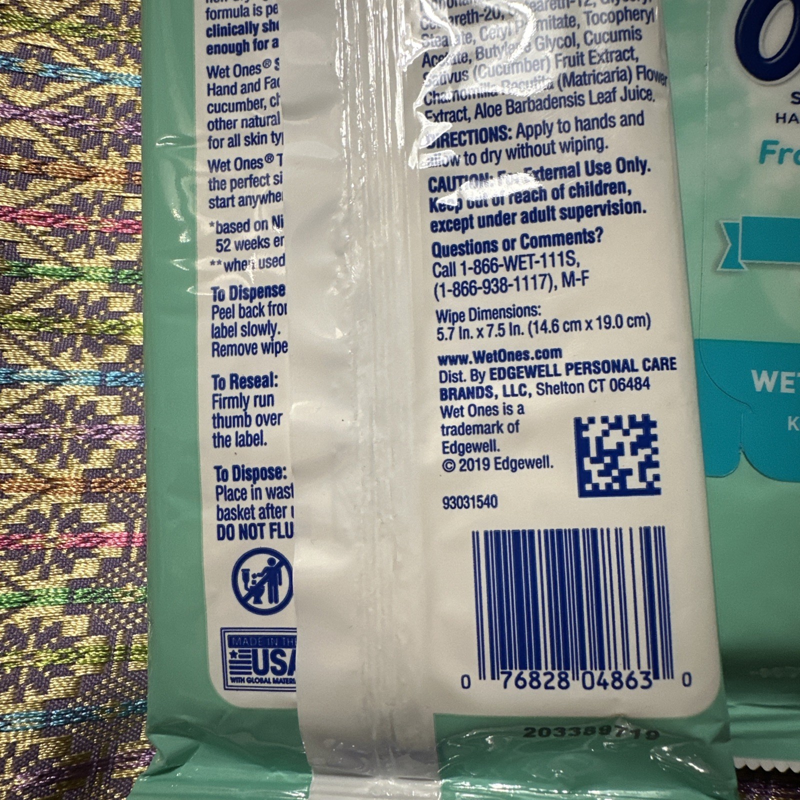 9 Wet Ones Extra Gentle Hand Wipes Fragrance Free Hypoallergenic 20 wipes Z2