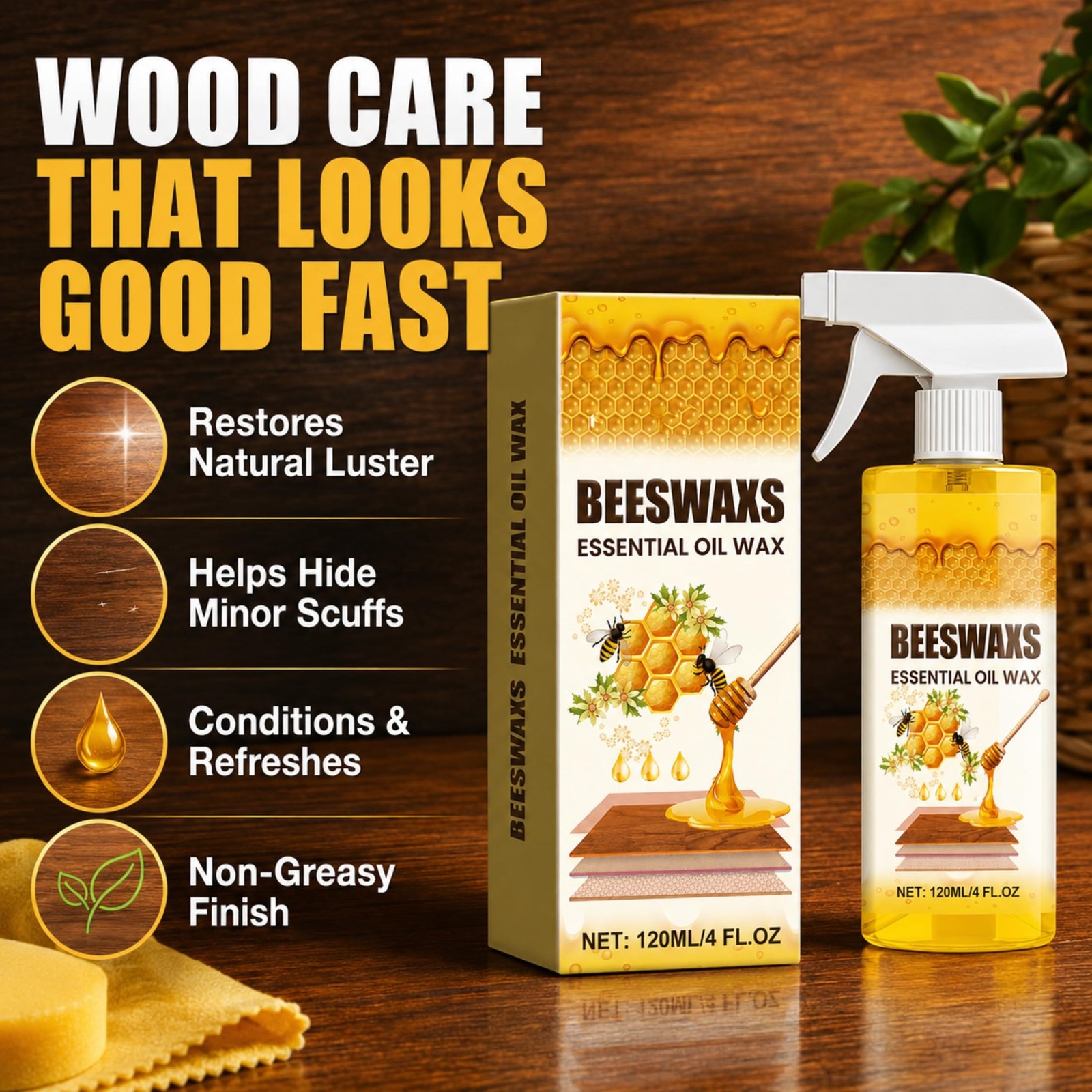 Beeswax Wood Polish Spray, Beeswax Essential Oil Wax, Deep Restore Furniture …