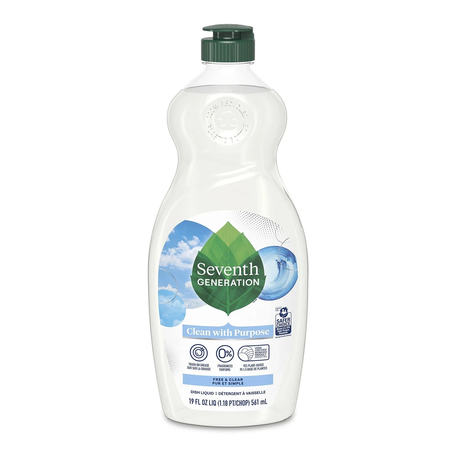 Seventh Generation® Natural Dishwashing Liquid, Free and Clear, 19 oz Bottle