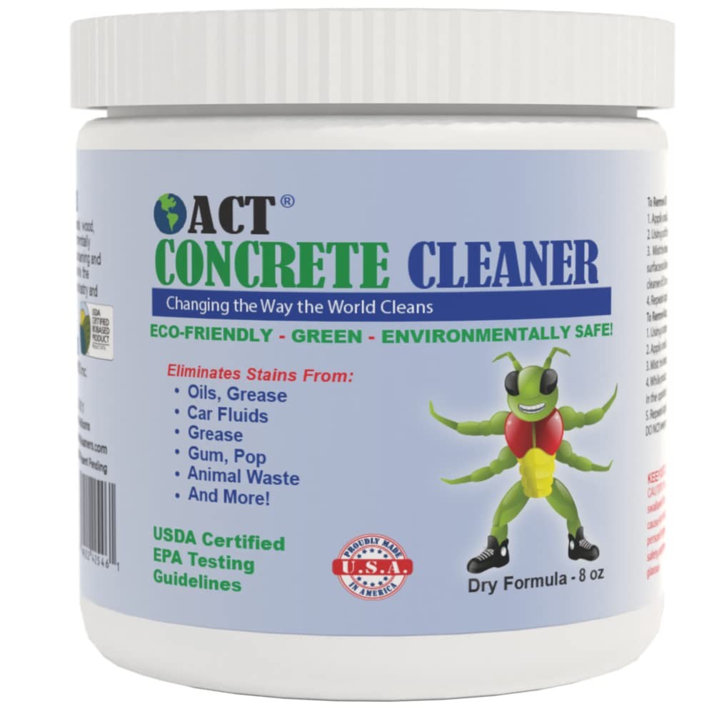 ACT Concrete Cleaner – Eco-Friendly Dry Powder Oil Stain Remover for Driveway…