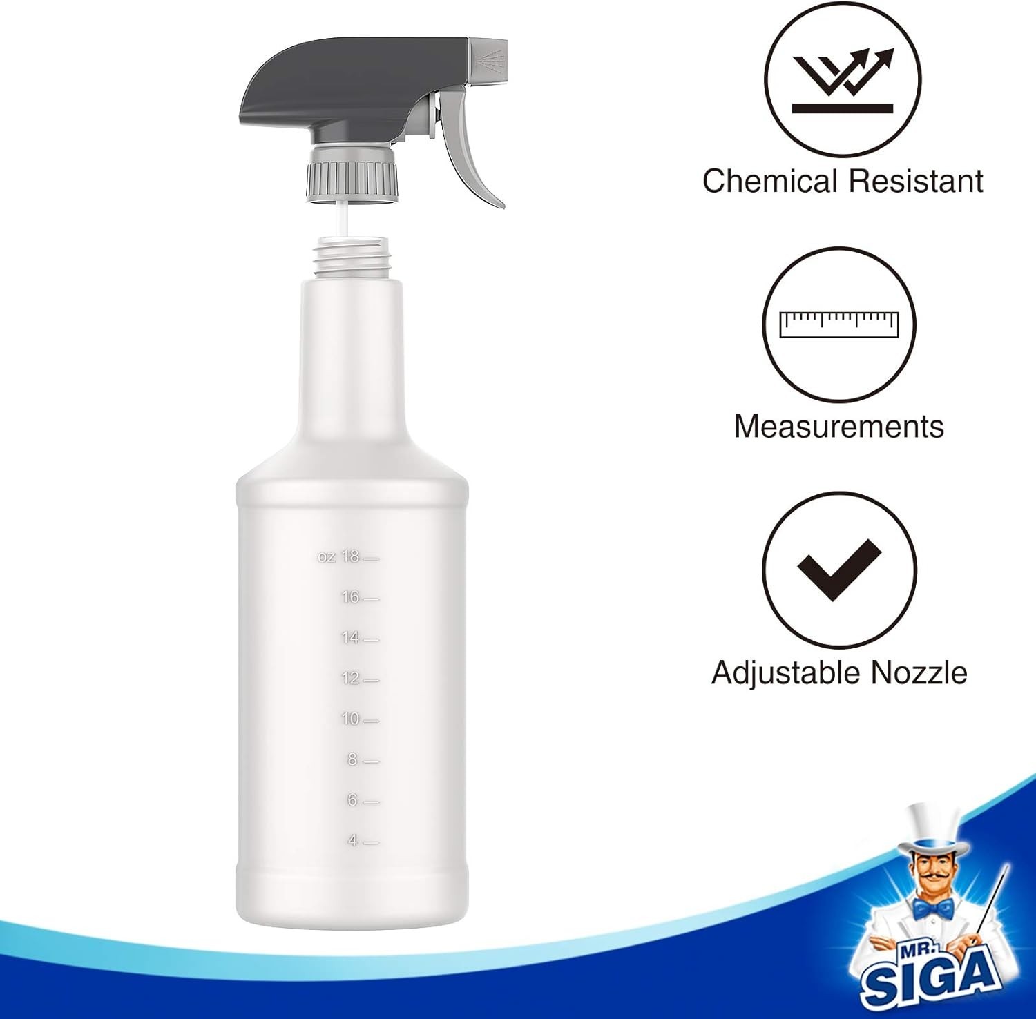 24 oz Empty Plastic Spray Bottles for Cleaning Solutions, Heavy Duty Househol…