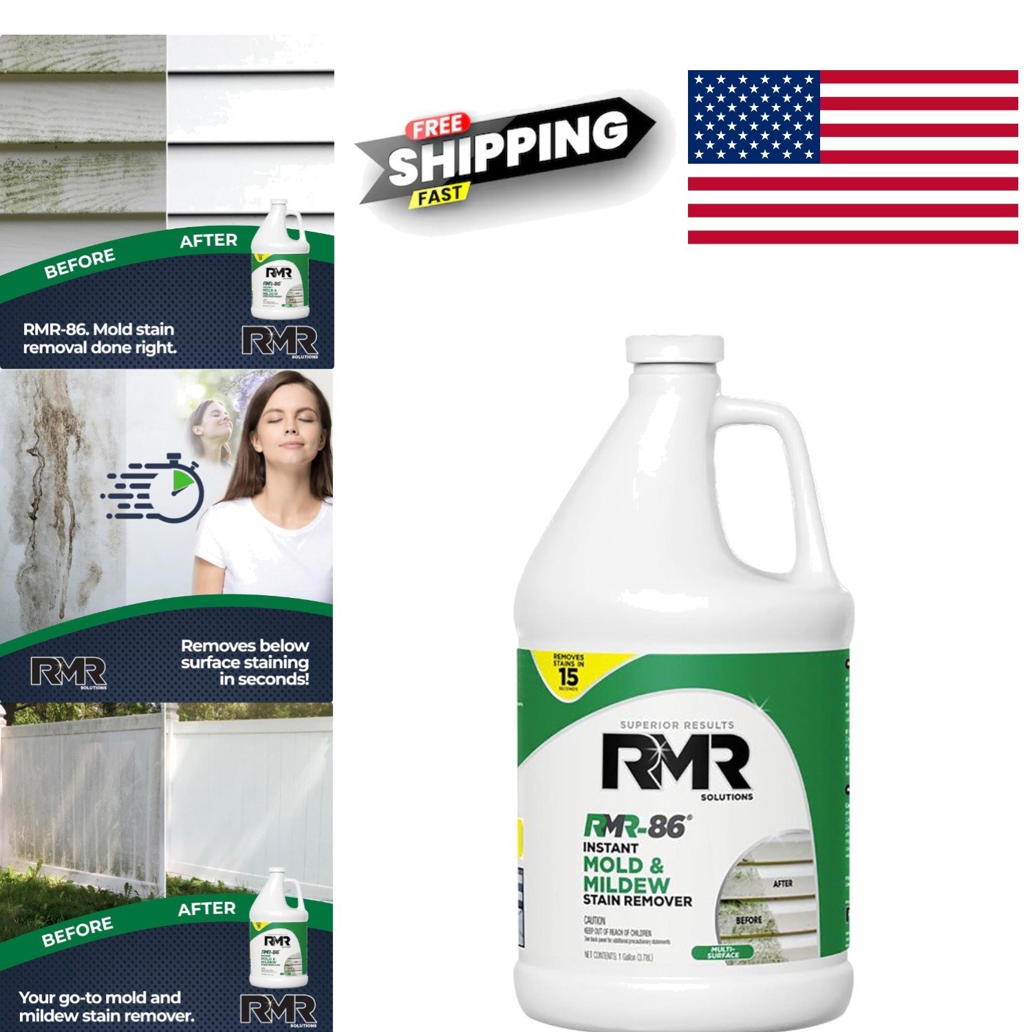 Deep Clean Mold Stain Remover Spray 1 Gallon Safe for Multiple Surfaces