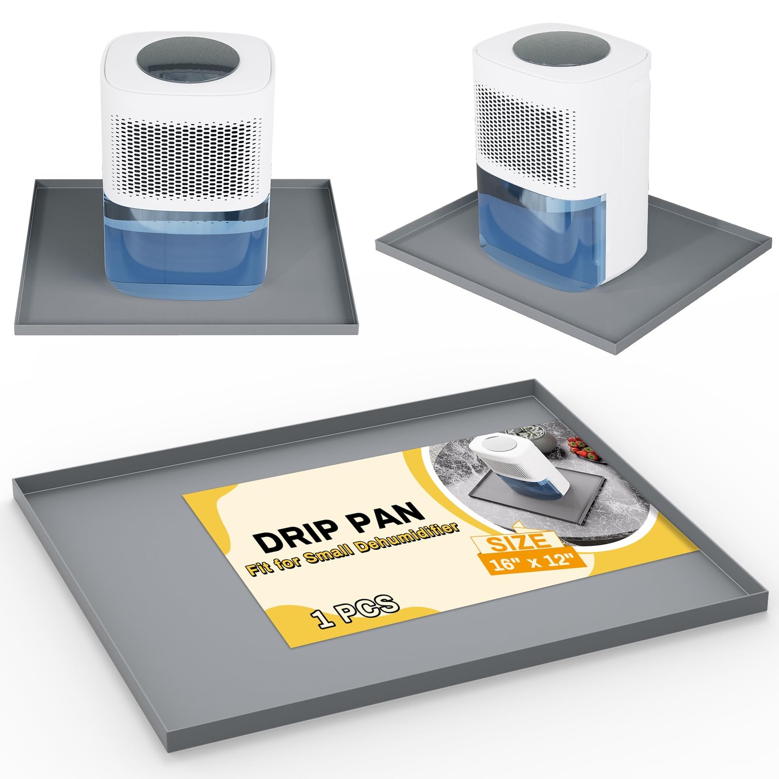 Dehumidifier Drip Pan Mat for Leaks 16×12 Inch Waterproof Gray Non-Slip