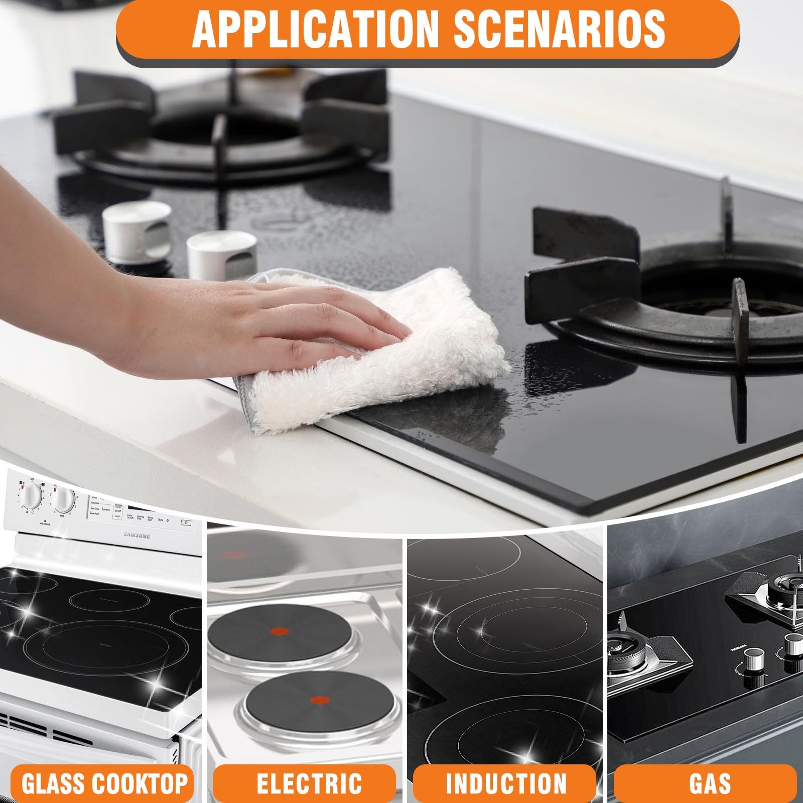 Glass Stove Top Cleaner Kit, 12 Oz Glass Cooktop Cleaner NonAbrasive, Stove O…