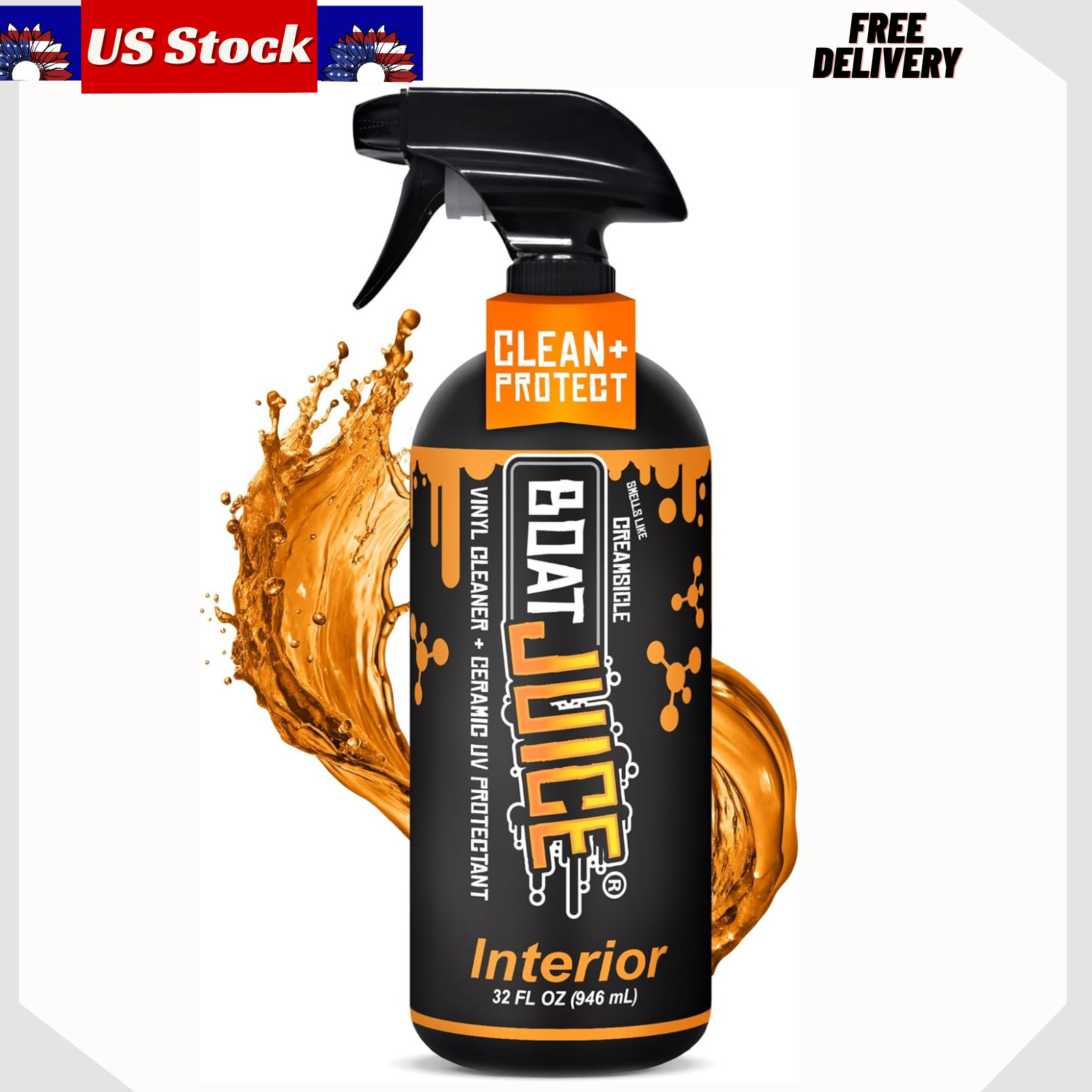 Boat Interior Cleaner & UV Protectant Spray 2-in-1 Vinyl Upholstery 4oz Kit