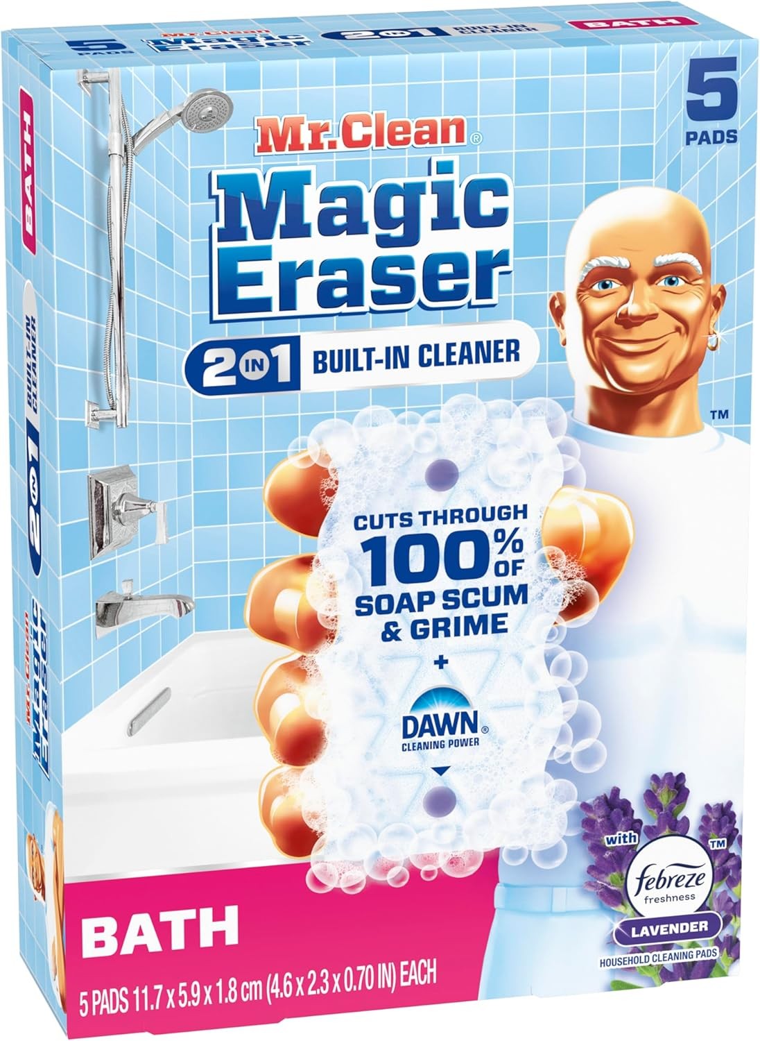 Mr. Clean Magic Eraser Sponge, Bathroom Cleaner, Shower Cleaner, Tub Cleaner, So