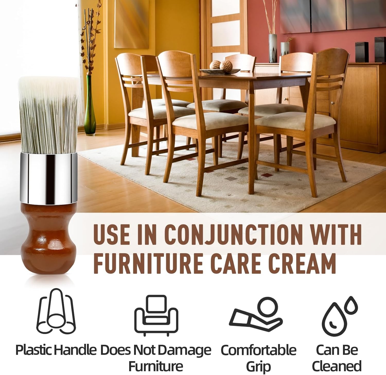 Brush for Leather and Furniture Salve – Durable Wax Brushing Tool with Comfortab