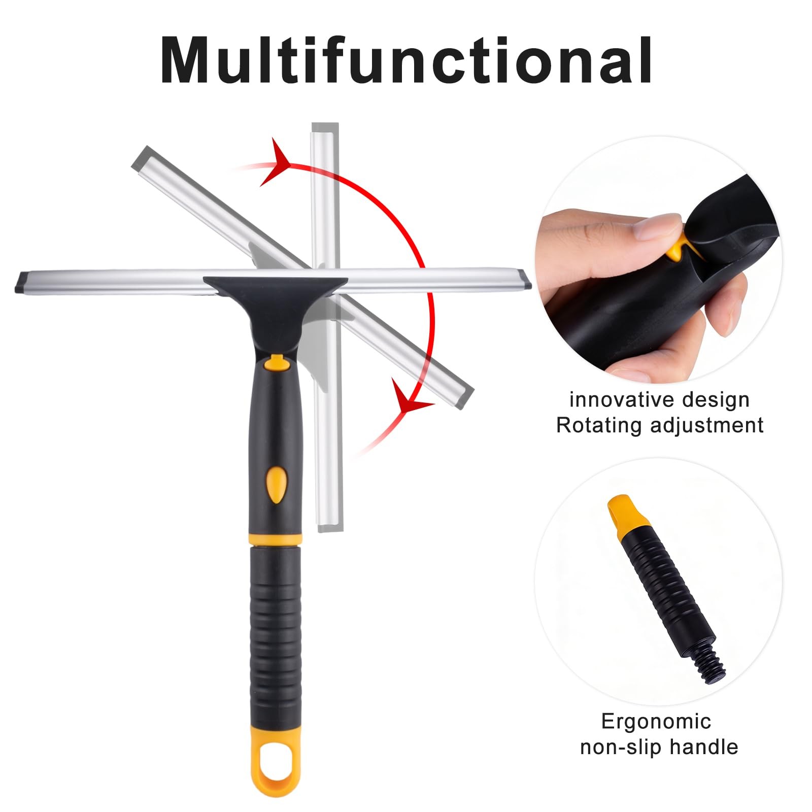 Swivel Shower Squeegee for Glass Doors, All-Purpose Anti-Slip Window Squeegee…