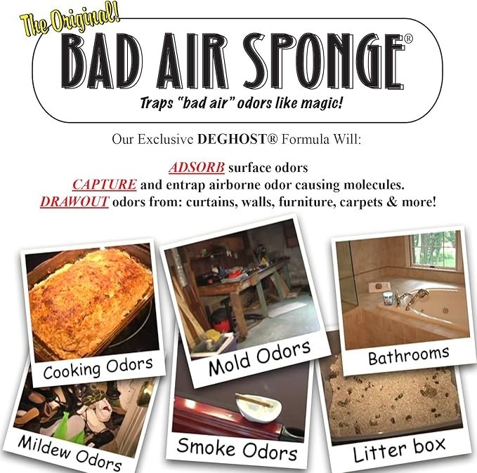 Bad Air Sponge, 14 Oz, All Purpose Odor Absorbing Neutralant – 5 Pack