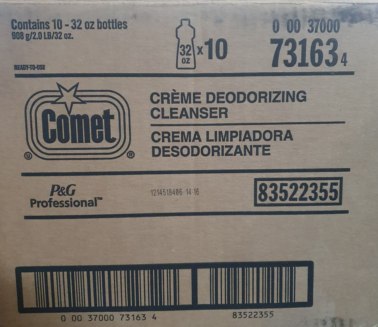 Comet Creme Deodorizing Cleanser w/ Bleach 32 oz for Restrooms Stove Tops Qty 10