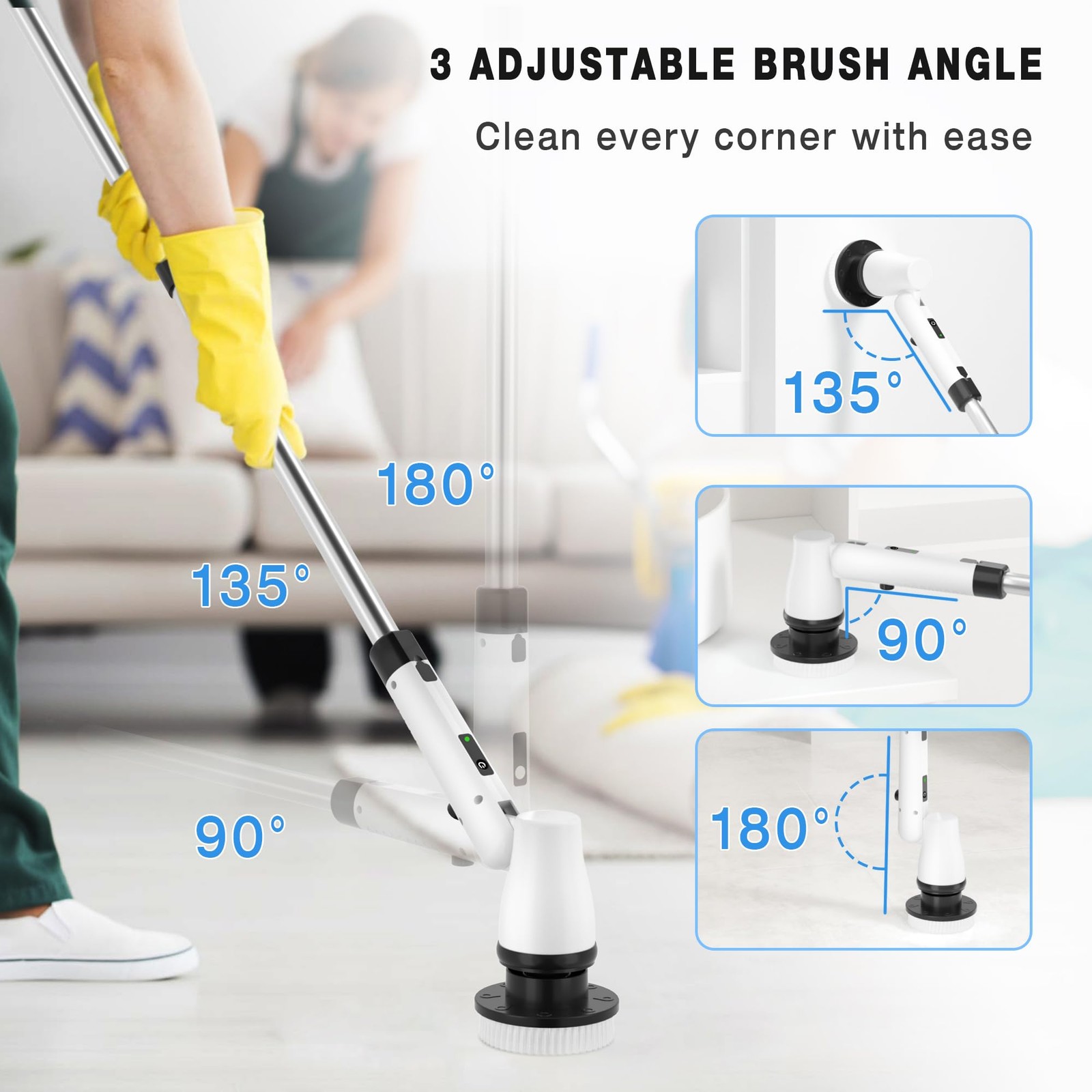 Spin Scrubber Cordless Cleaning Brush with 7 Replaceable Brush Heads & Adjust…
