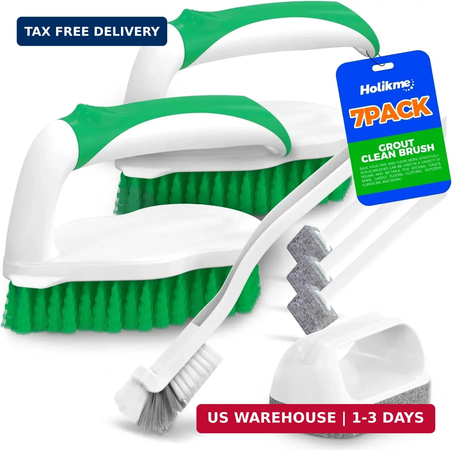 Holikme 7 Pack Deep Cleaning Brush Set, Scrub Pads with Scraper Tip for Pool Wal