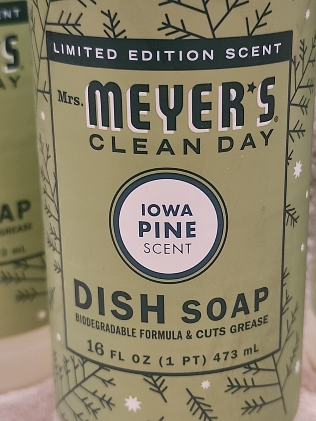 Lot of 3: Mrs Meyers Iowa Pine Scent Dish Soap. Limited Edition Seasonal Scent