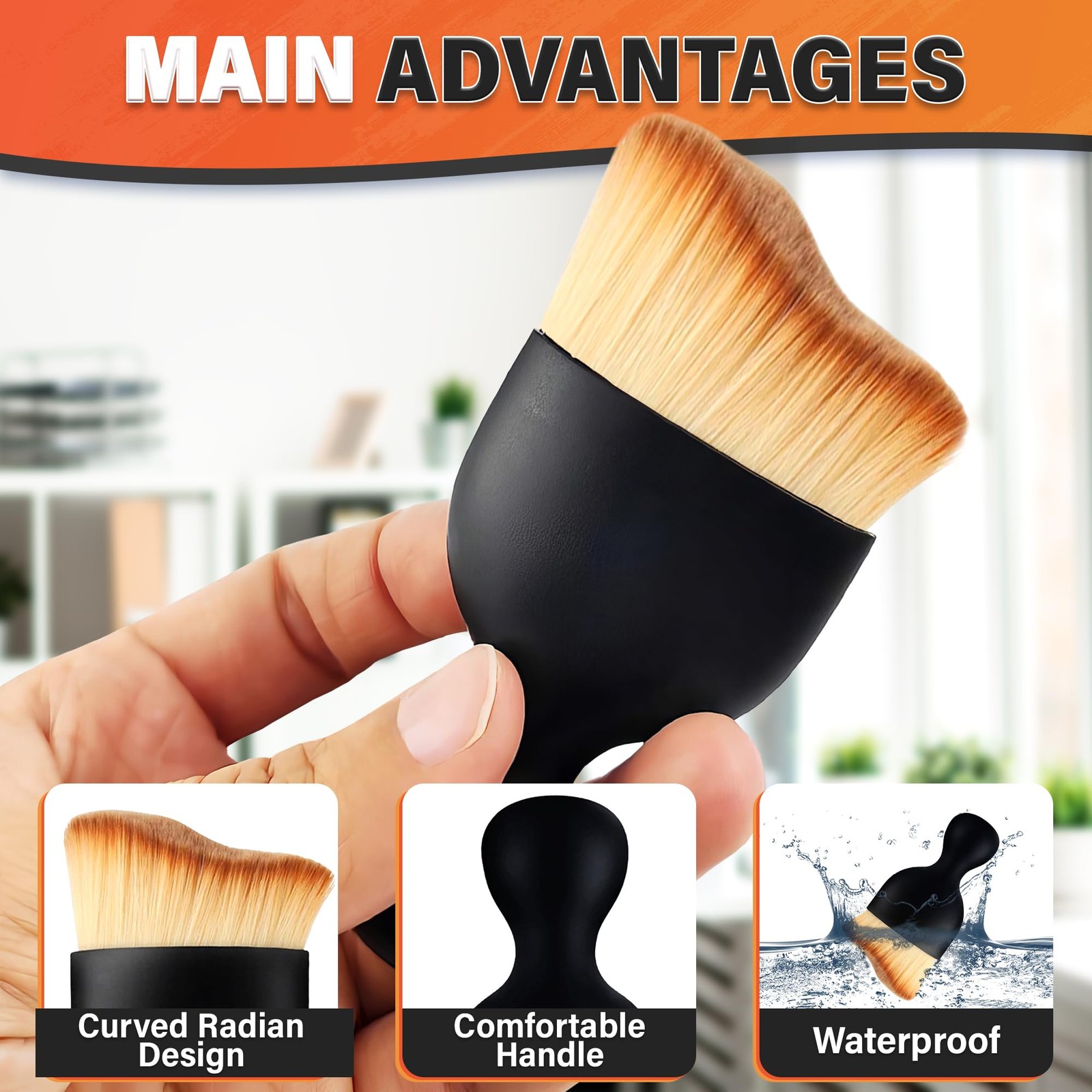Car Detailing Brushes 3pc Interior Cleaning Soft Nylon Waterproof Handle 2.29×3.