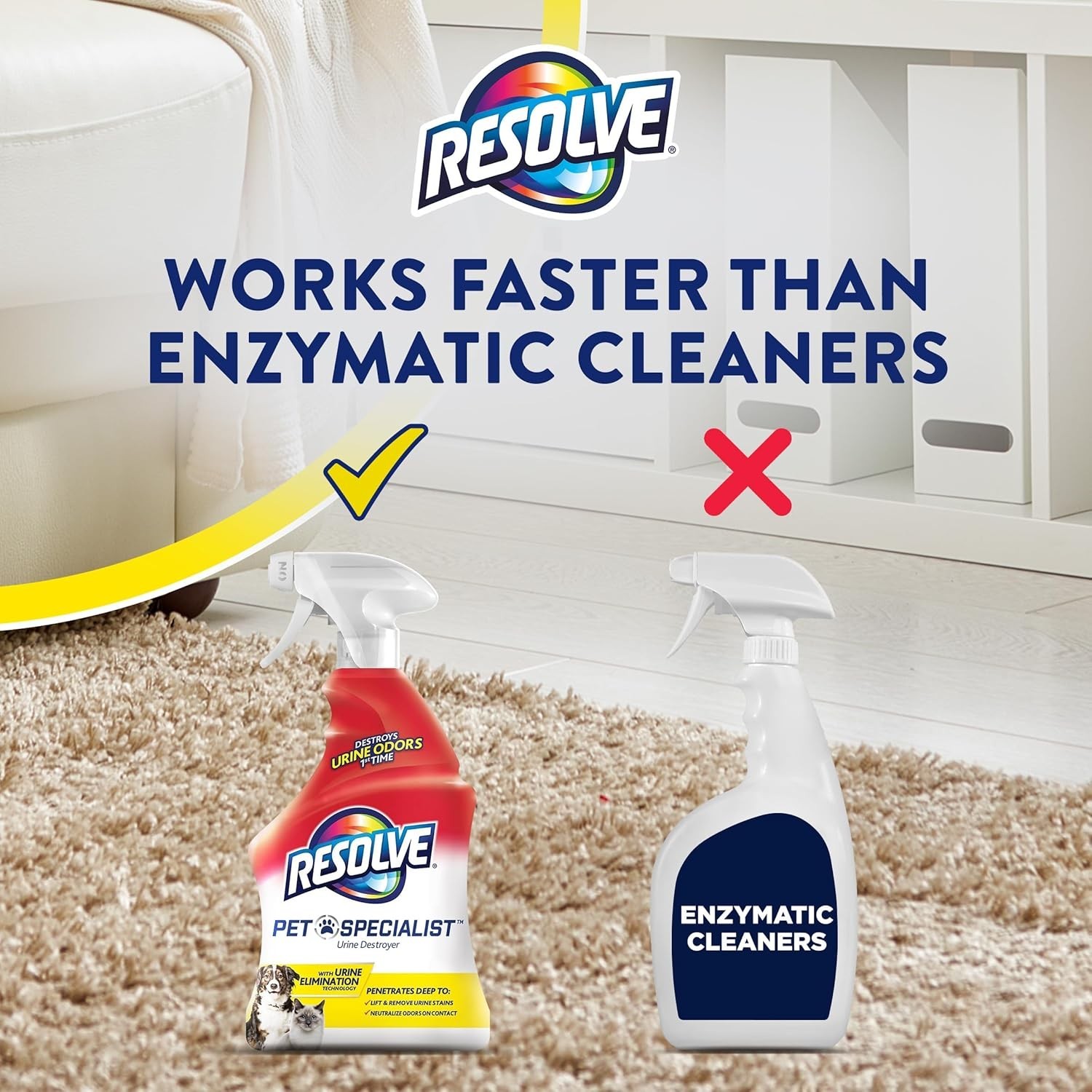 Resolve Urine Destroyer Spray Stain & Odor Remover, Transparent, No Flavor, 22 F
