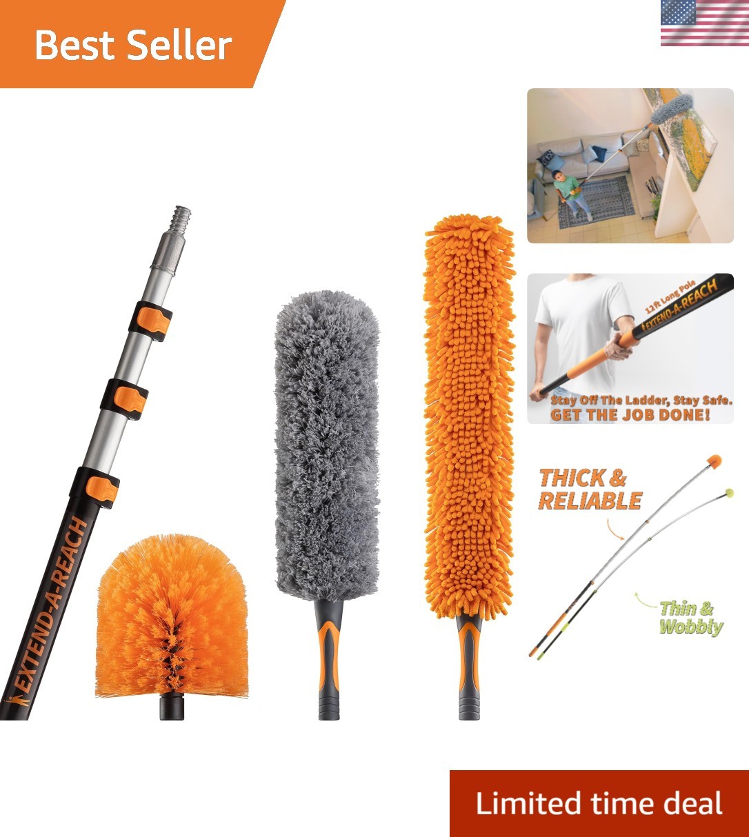 Ultimate 20 ft High Dusting Kit with Multi-Functional Cleaning Attachments