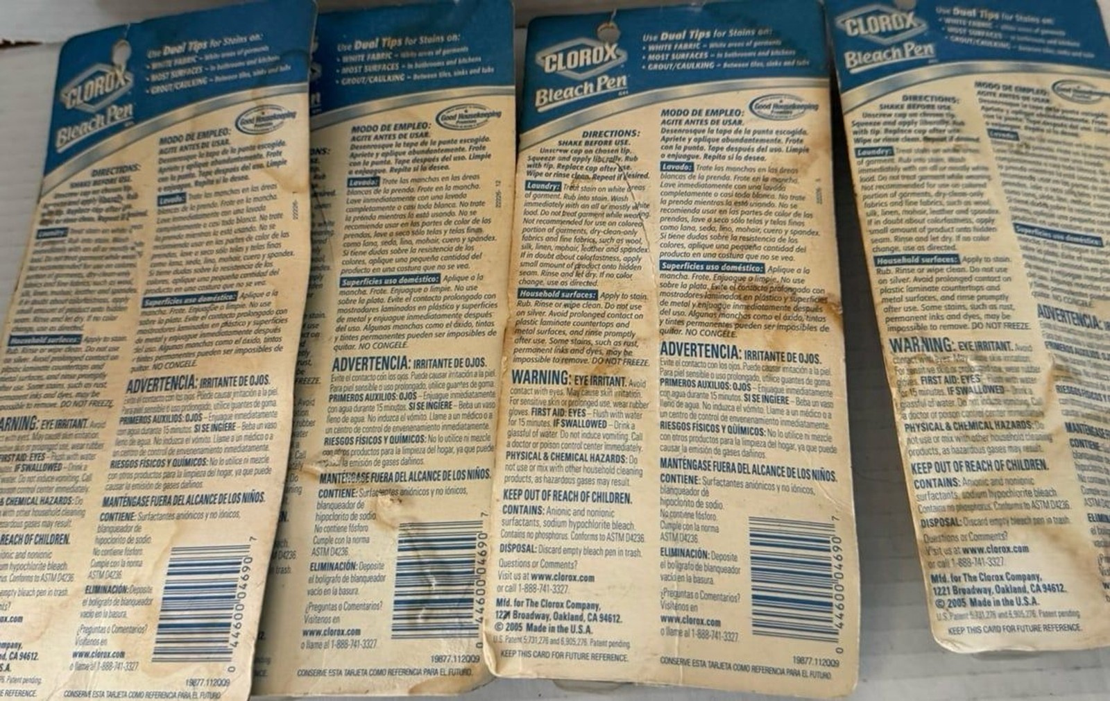Set Lot of 4 Clorox Bleach Pen Gel Whites Dual Tipped 2 oz Sealed Discontinued