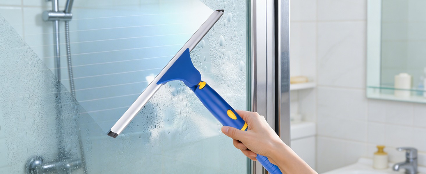 Swivel Shower Squeegee for Glass Doors, All-Purpose Anti-Slip Window Squeegee
