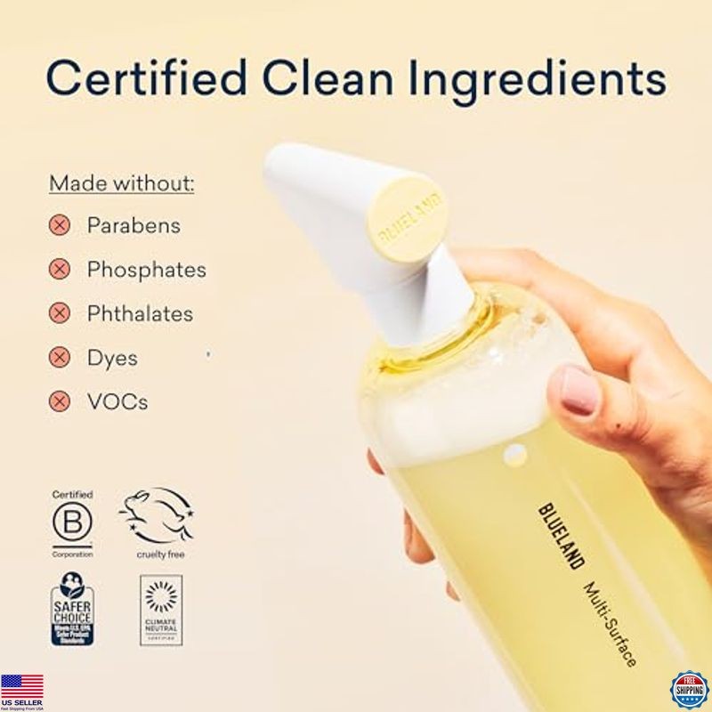 Eco-Friendly Multi-Surface Cleaner Set, Fresh Lemon, 4 Refill Tablets, 24 Fl Oz