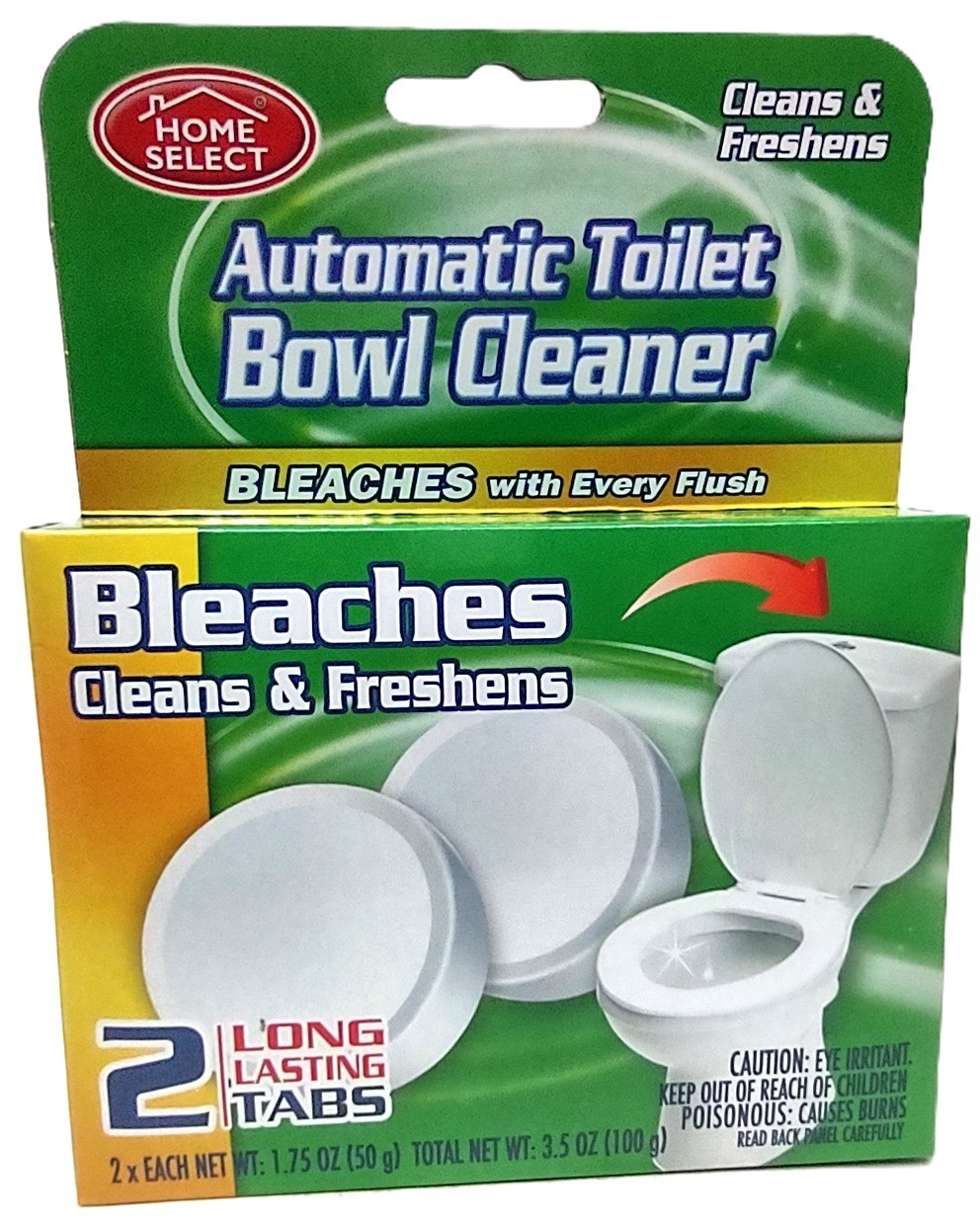 2 x Home.S Automatic Toilet Bowl Cleaner BLEACHES CLEANS & FRESHENS 2-Tabs/Box