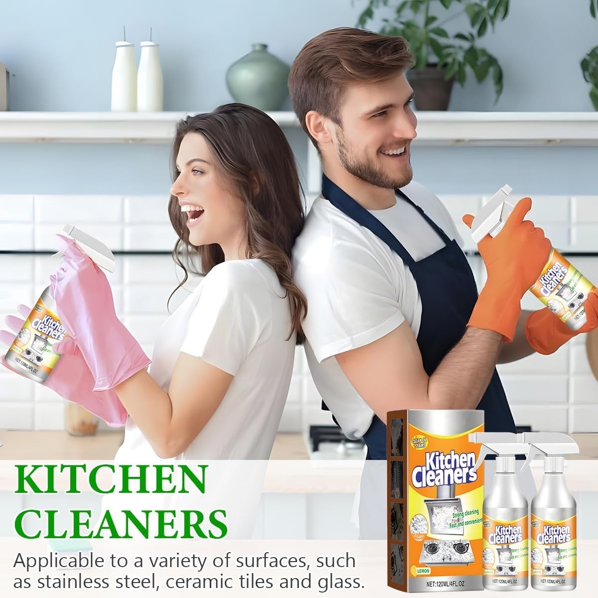 Kitchen Foam Cleaner, All Purpose Stain Remover, 2PCS
