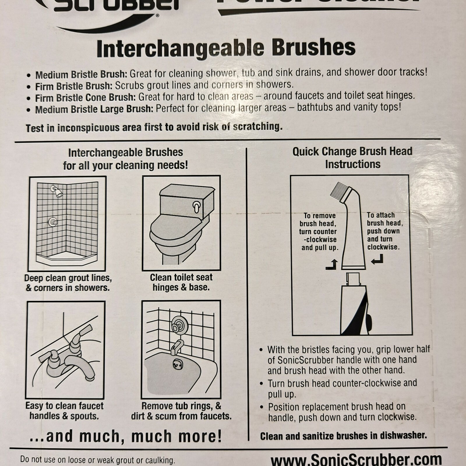 Sonic Scrubber Bathroom Power Cleaner Interchangeable Brushes