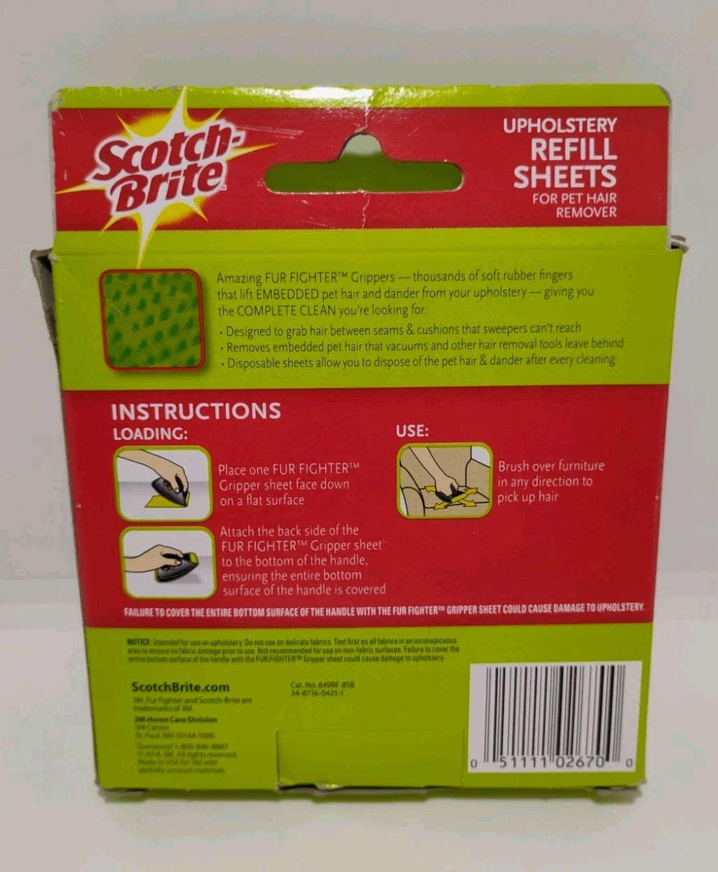 Scotch Fur Fighter 3M Pet Hair Refill Sheets 8 Pack Upholstery DISCONTINUED