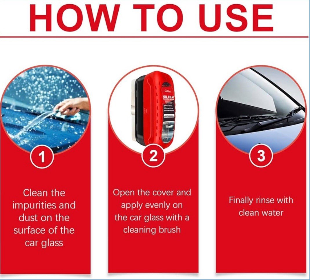 Homonth Automotive Oil Film Cleaning Remover Brush Glass Windshield Cleaner Tool
