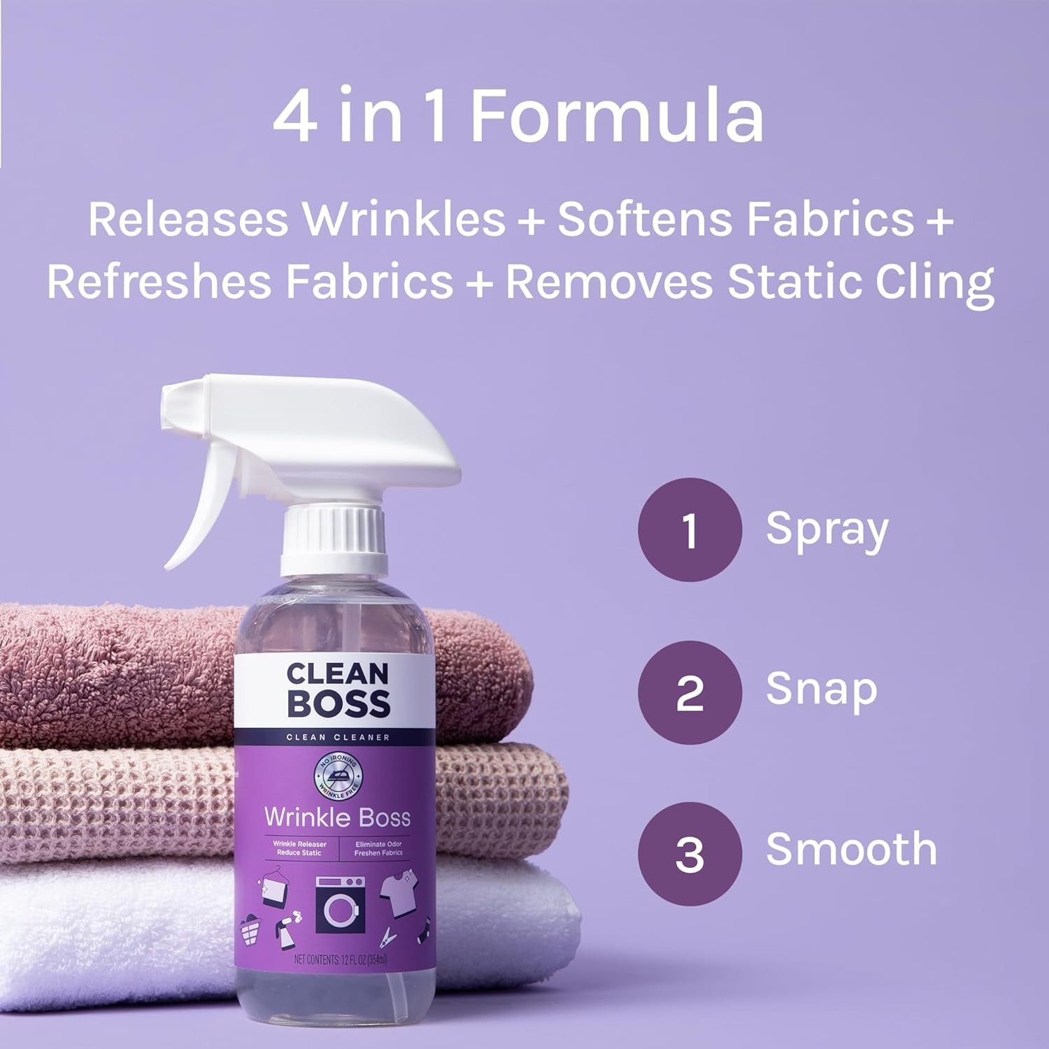 Wrinkle Boss Release Spray for Clothing – 2 Bottles plus 1 Mini Travel Size Wrin