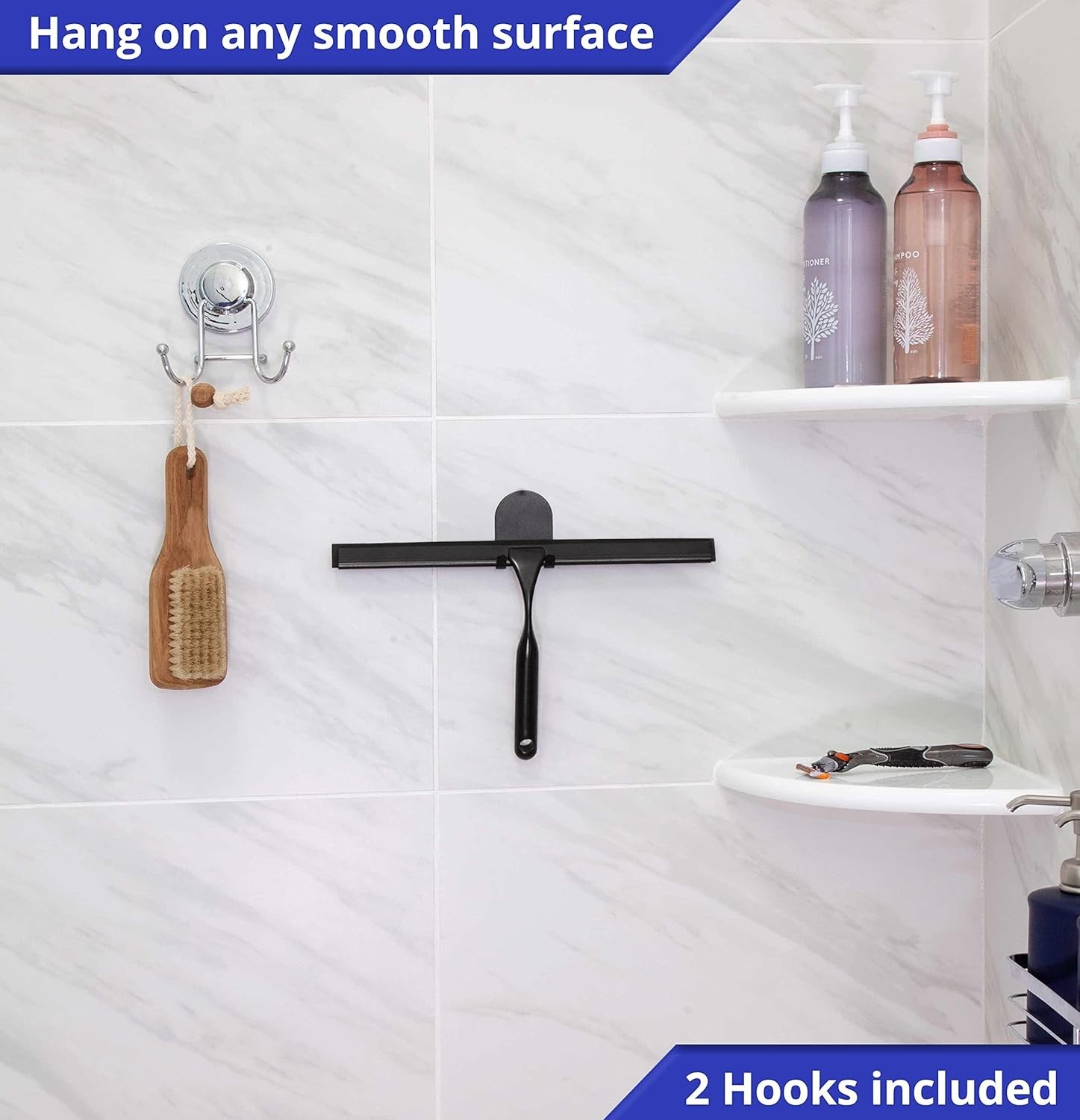 Heavy Duty 12-Inch Matte Black Shower Squeegee – Perfect for Windows & Glass