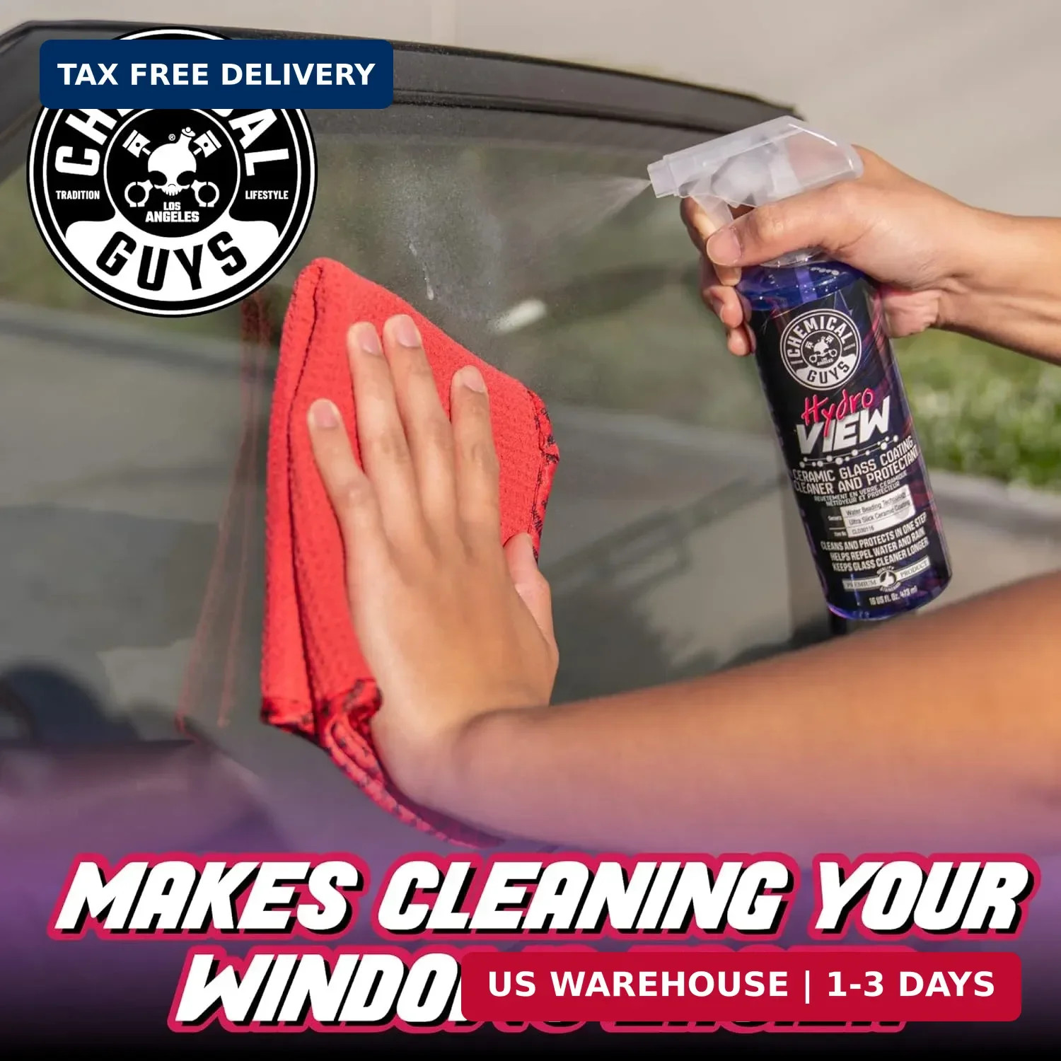 Chemical Guys HydroView Ceramic Glass Cleaner & Coating – Cleans & Adds Hydropho