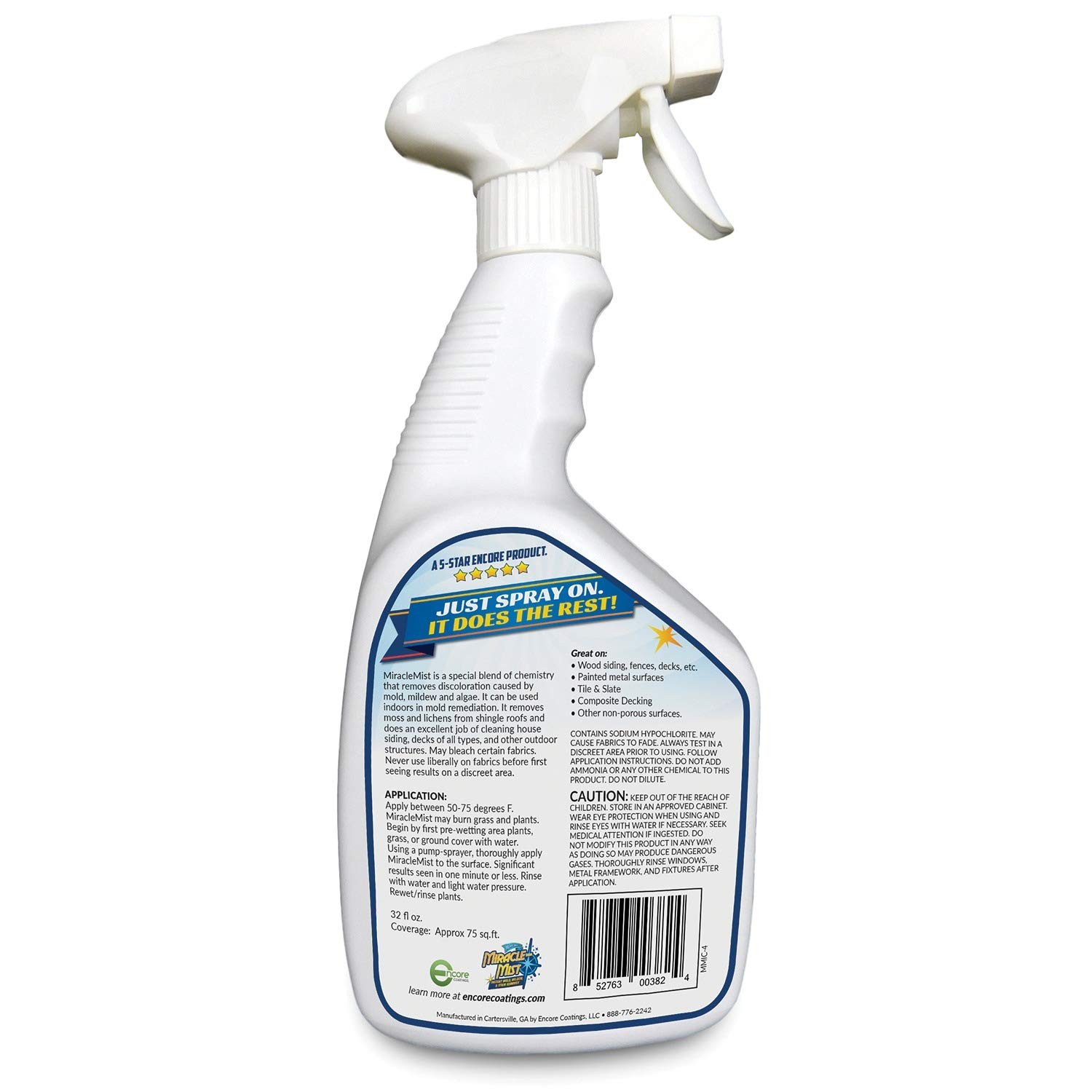 MiracleMist MMIC-4 Instant Mold and Mildew Stain Remover (32-Ounce Spray Bottle)