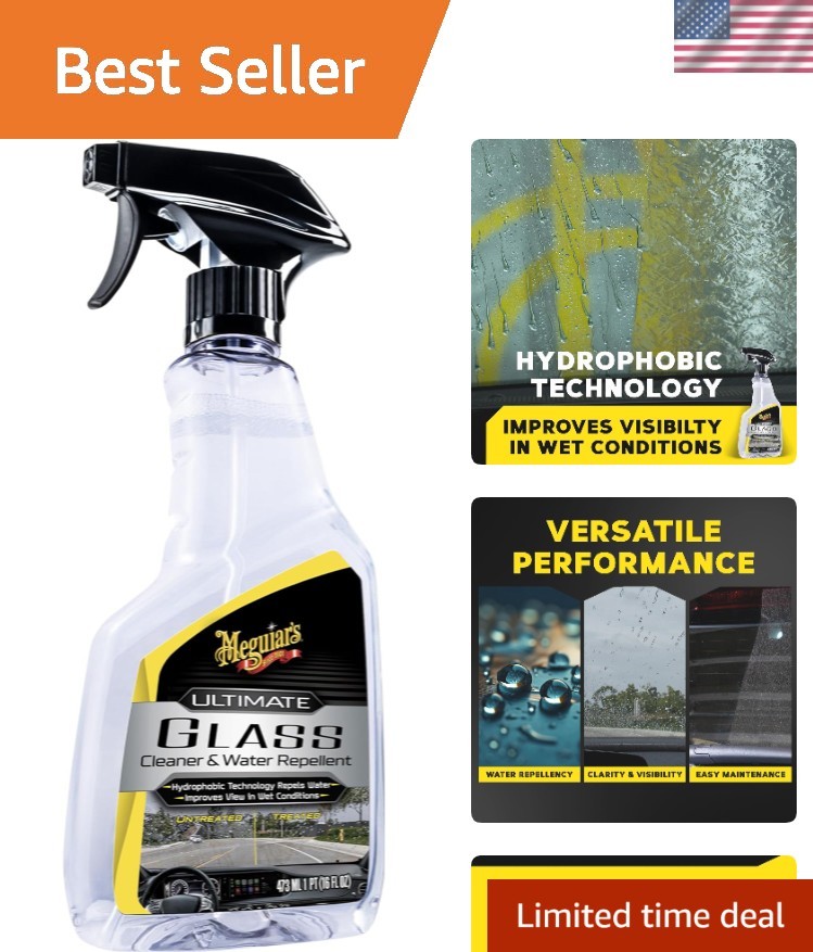 Meguiar’s 16oz Ultimate Glass Cleaner & Water Repellent for Perfect Clarity