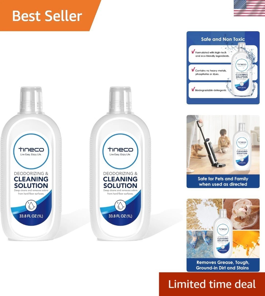 67.6 Fl Oz Floor Cleaning Solution – Powerful Stain Remover Safe for Kids/Pets