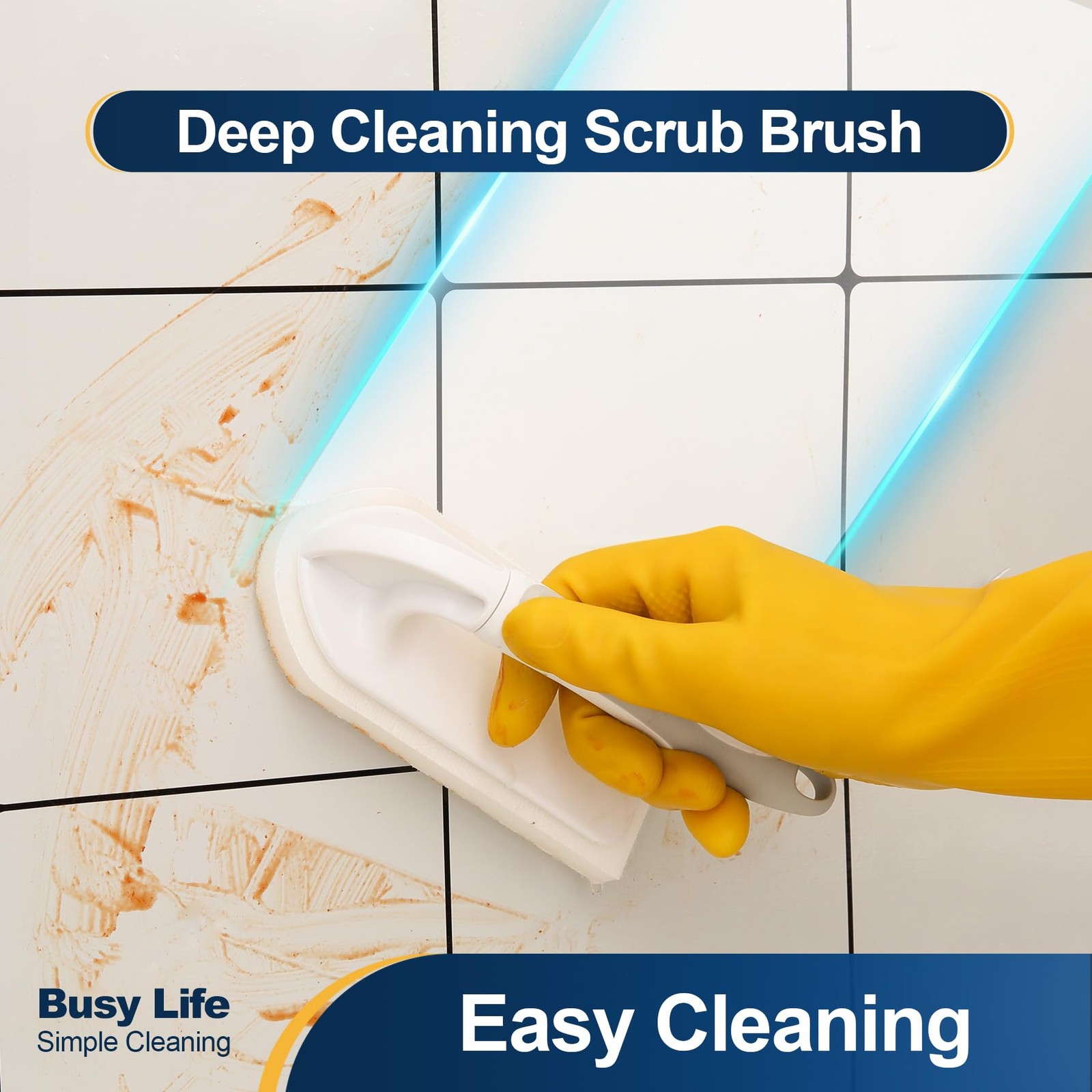 Handheld Cleaning Scrub Brush Set 2 Pack with Total 10 Hook-Shaped Scouring P…