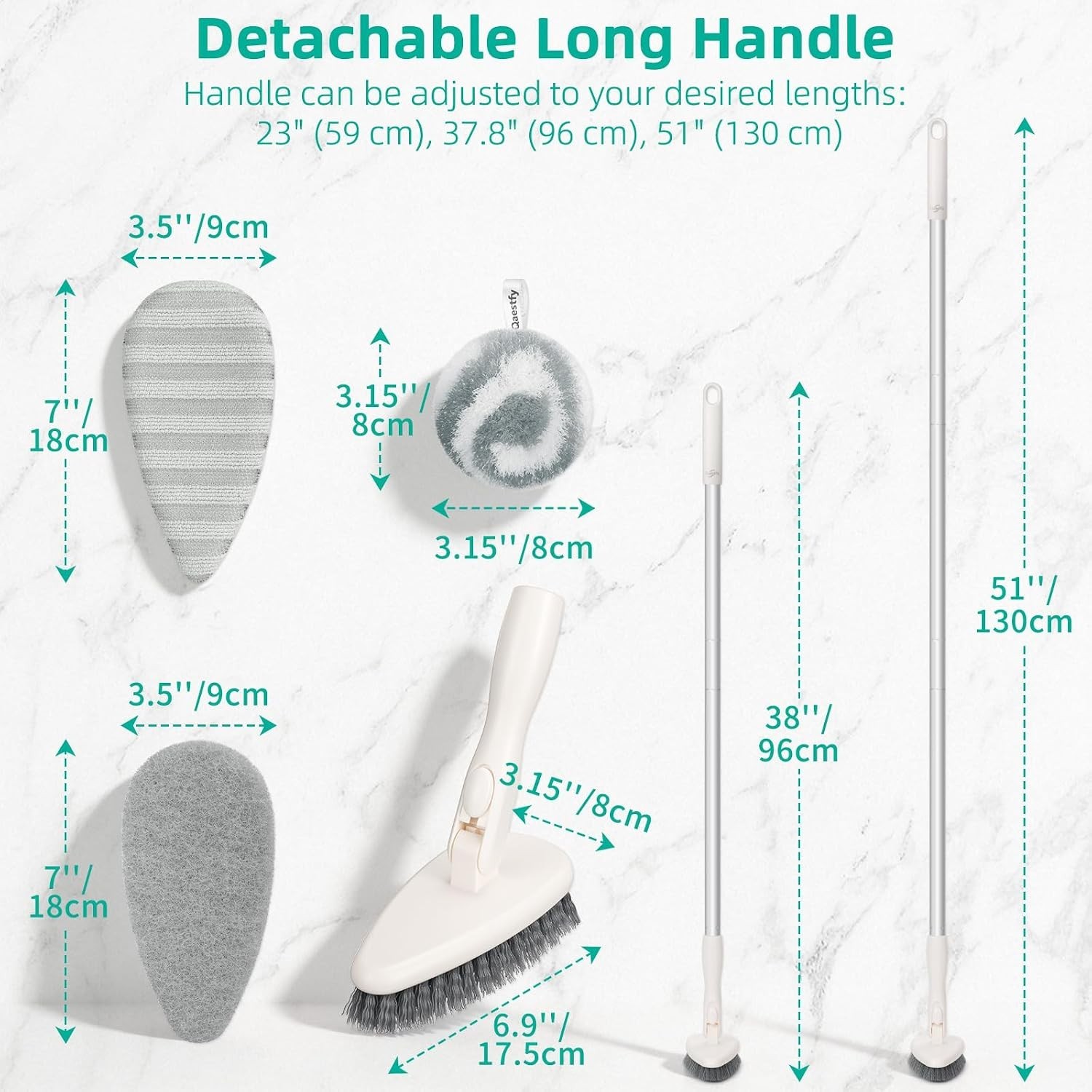 4-in-1 Tub and Tile Shower Scrubber, 51” Bathtub Cleaning Brush with Long Ha…