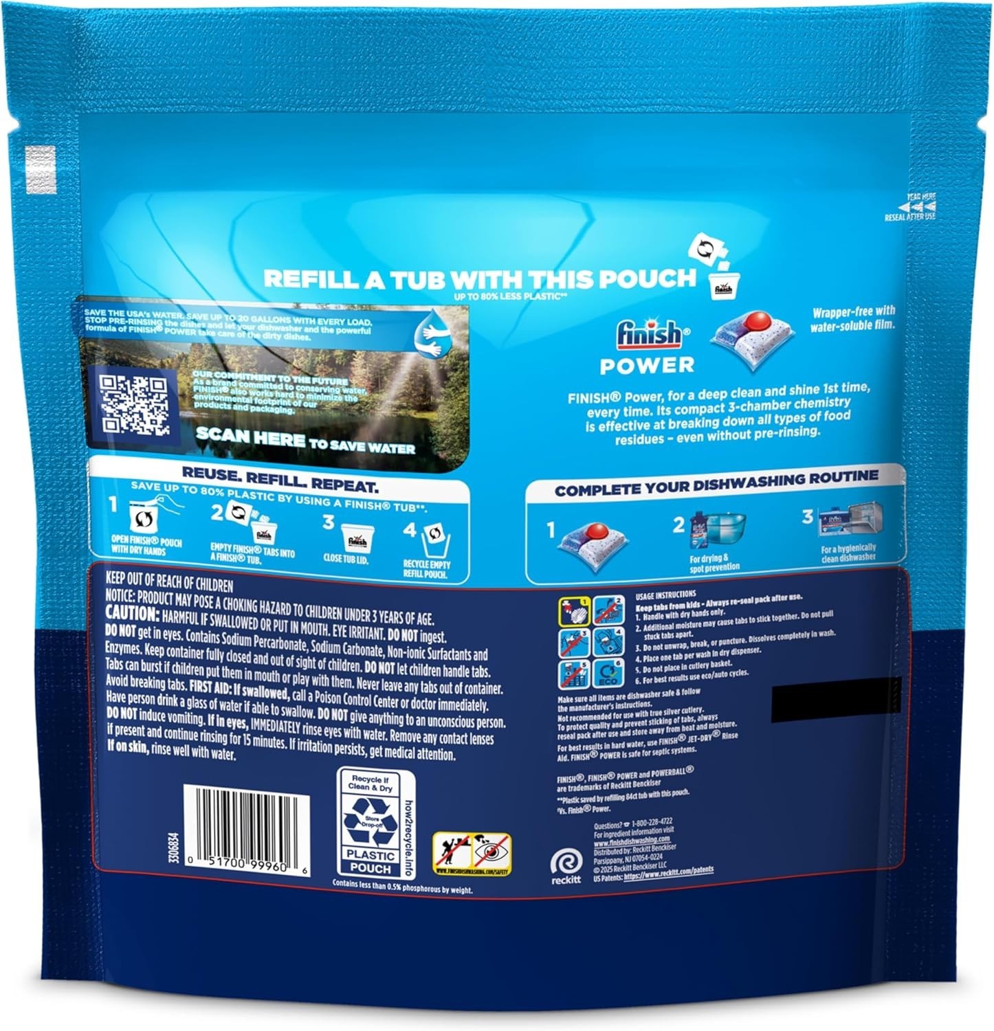 Power Dishwasher Pods, 94 Count – Streak-Free Shine with No Rinse Needed