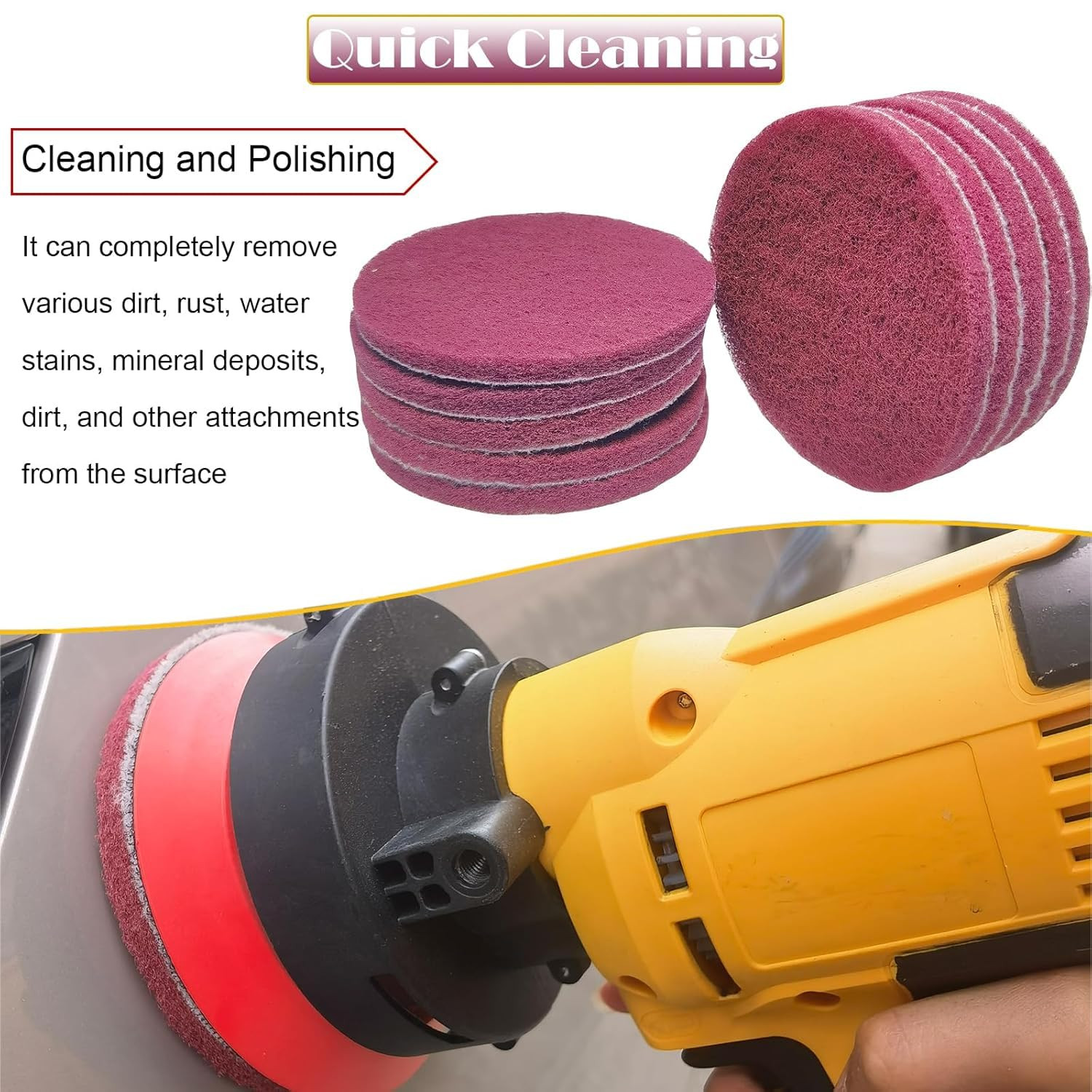 10 PCS 5 Inch 400 Grit Scrubber Scouring Pads Flocking Scuff Pads -Hoop and Loop