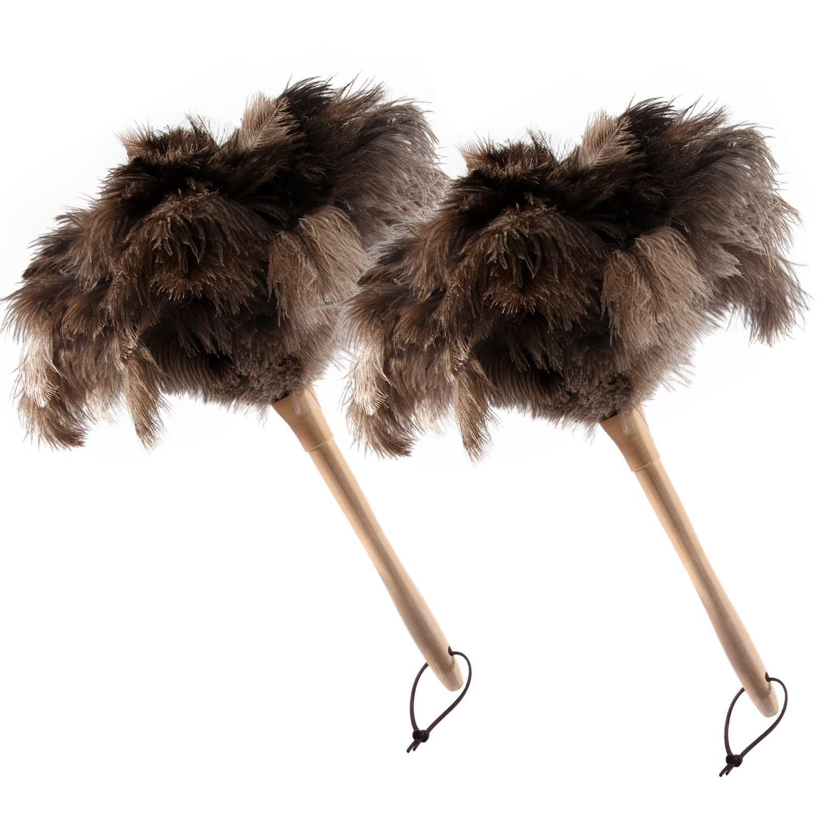 2PCS Ostrich Feather Duster 16 Inch Fluffy Natural with Wood Handle Reusable …