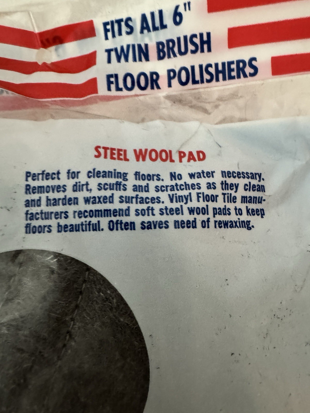 2 American Steel Wool Twin Brush Floor Pads Reversible For 6″ Floor Polisher
