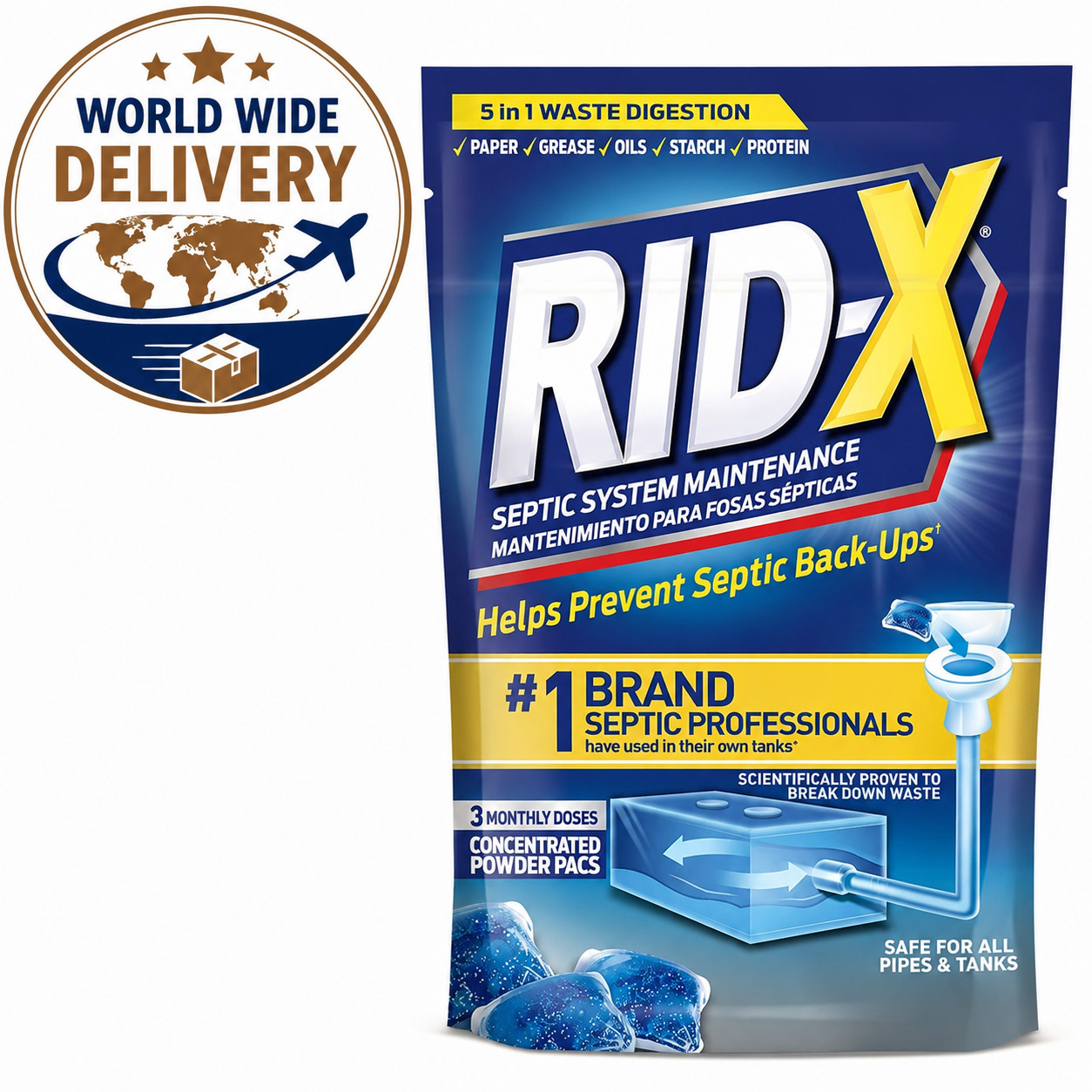 Rid-X Septic Tank Treatment 3.2 Oz Septic System Cleaner Maintenance Formula