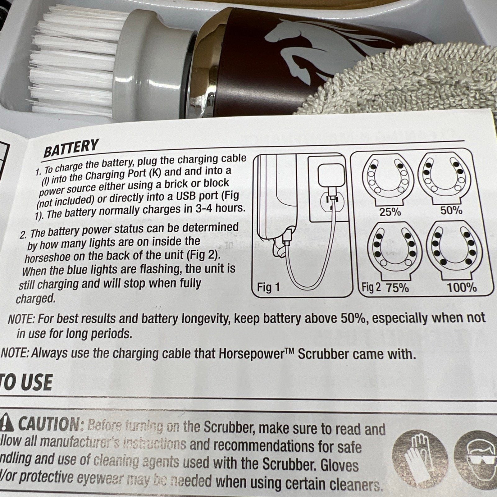 Ruby Horsepower Handheld Cordless Rechargeable Spinning Power Scrubber NIB