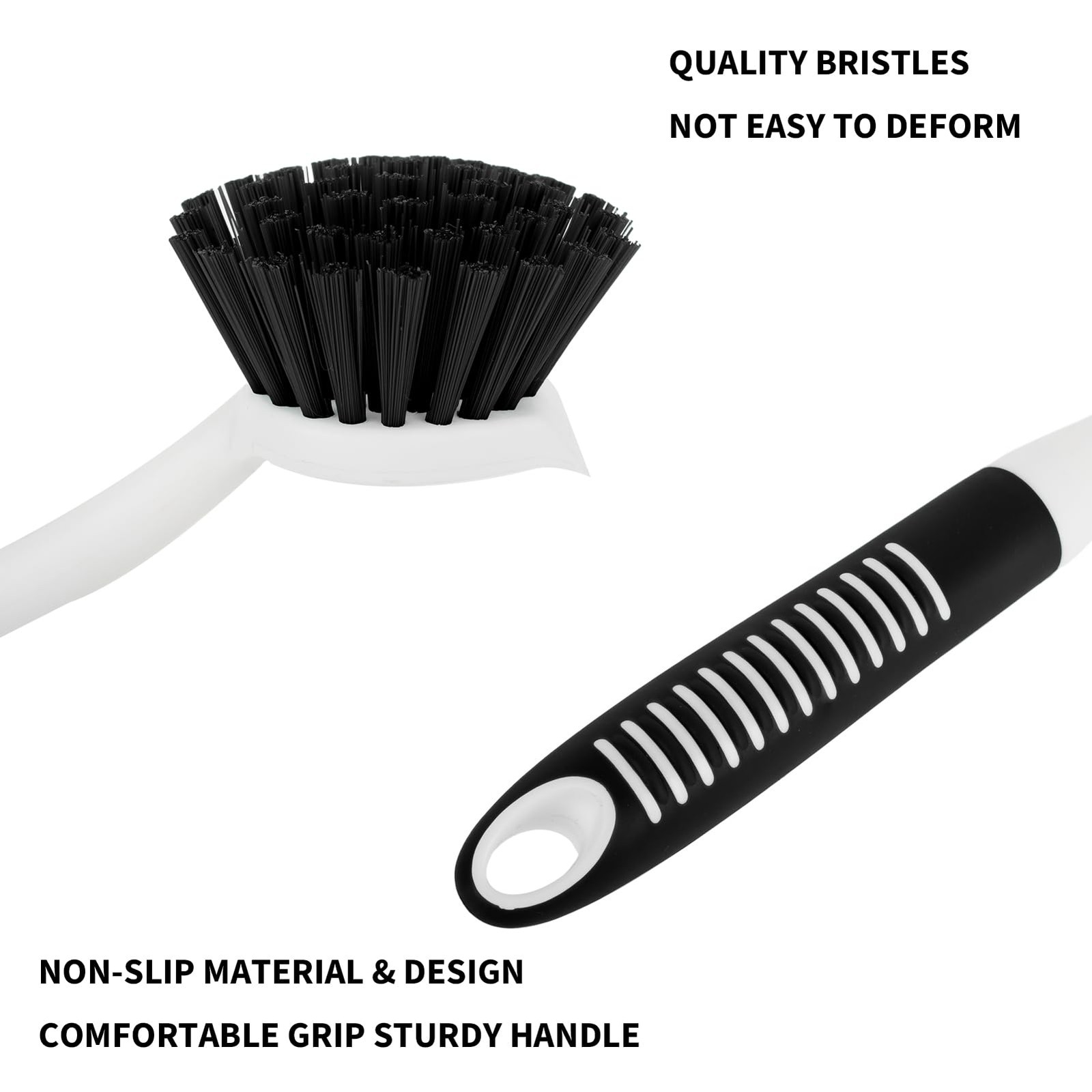 Dish Brush with Handle, 2 Pack Scrub Brushes with Built-in Scraper for Cleani…